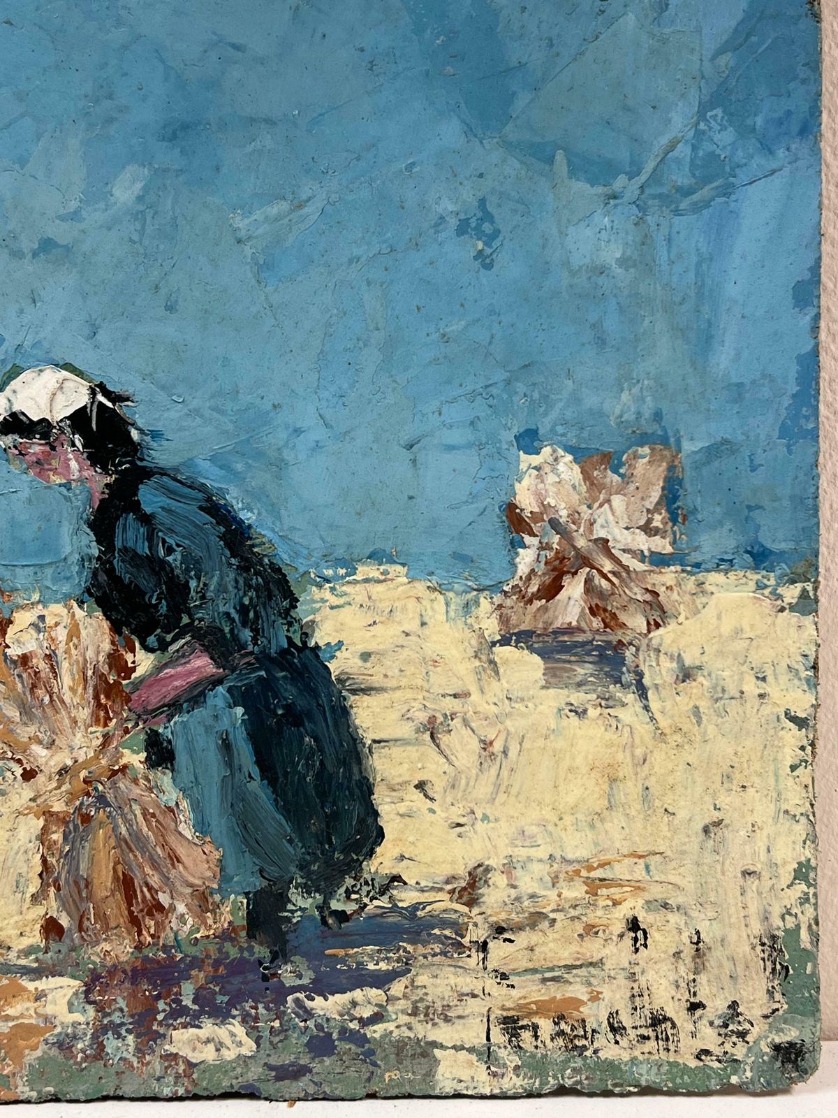 Fanch Lelmaids Gathering The Golden Sheaves Under The Blue Sky French Oil Painting20th Century photo 458.0
