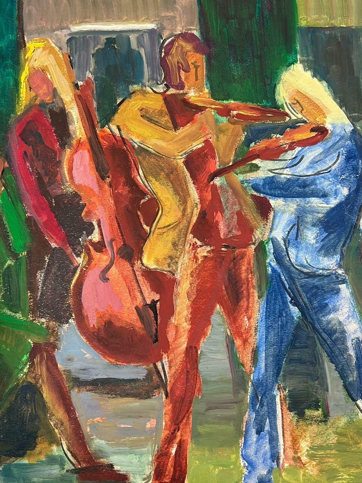 Guy Nicod The String Band Performing In Street  20th Century French Modernist Painting photo furniture