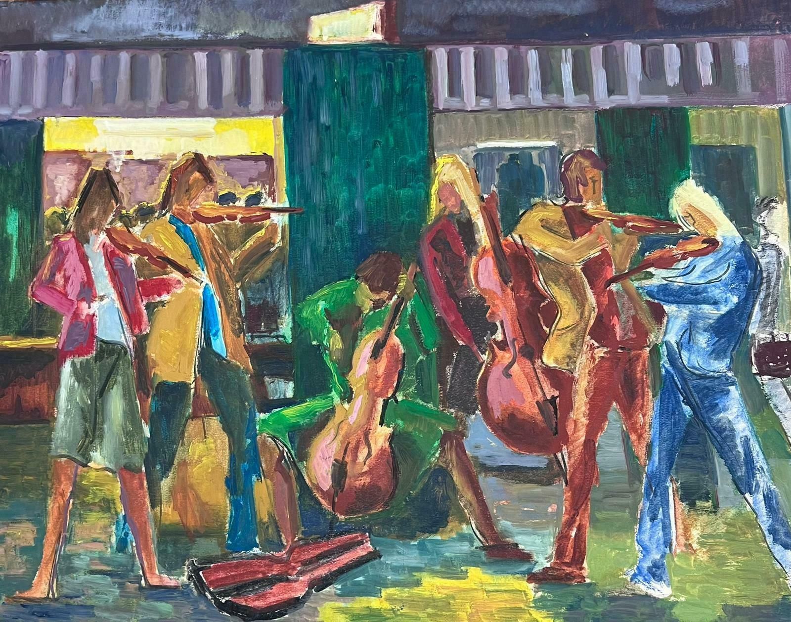 Guy Nicod The String Band Performing In Street  20th Century French Modernist Painting photo 814.0