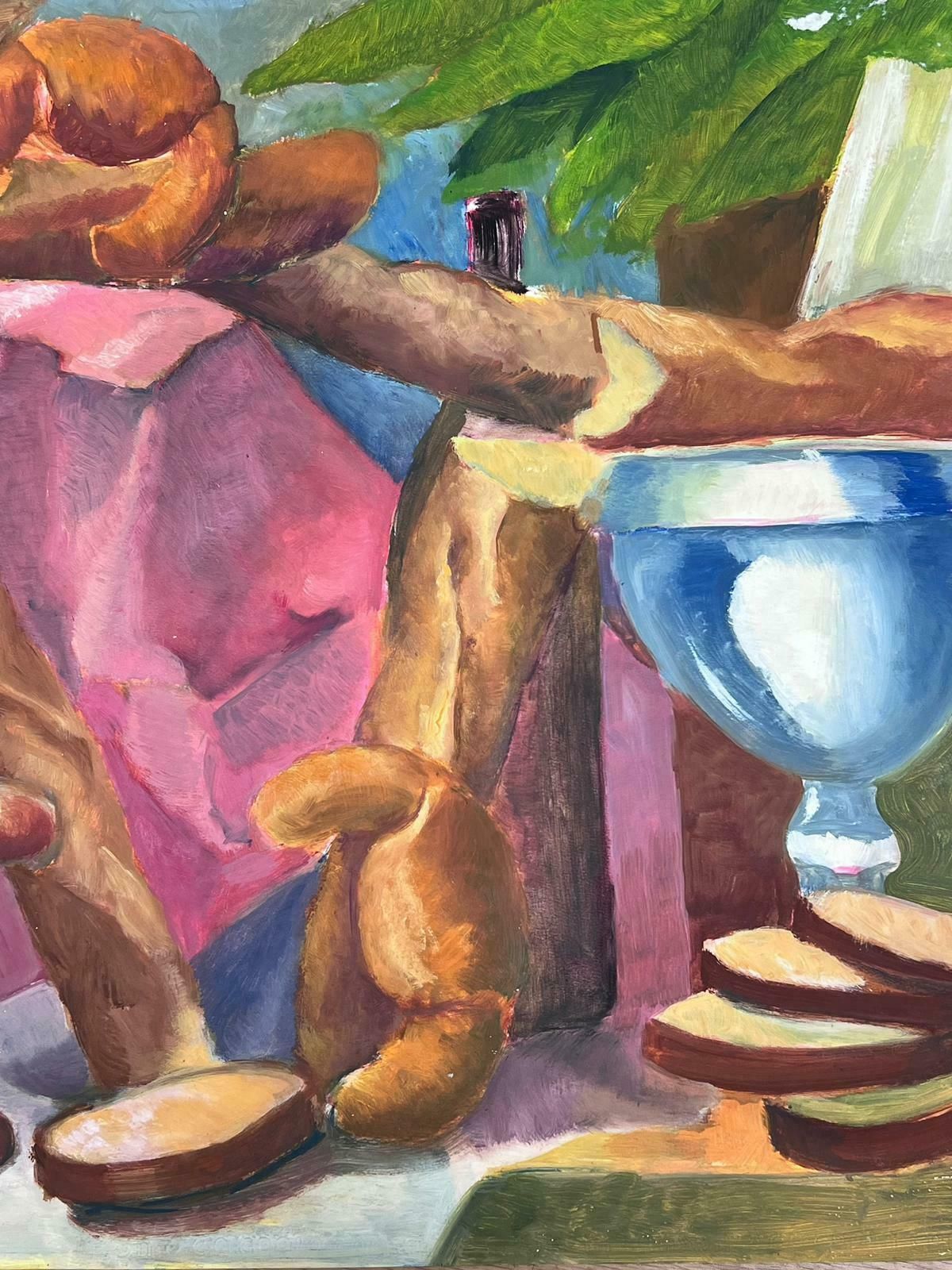 Guy Nicod French 20th Century Modernist Painting Still Life Croissants And Baguettes photo Art