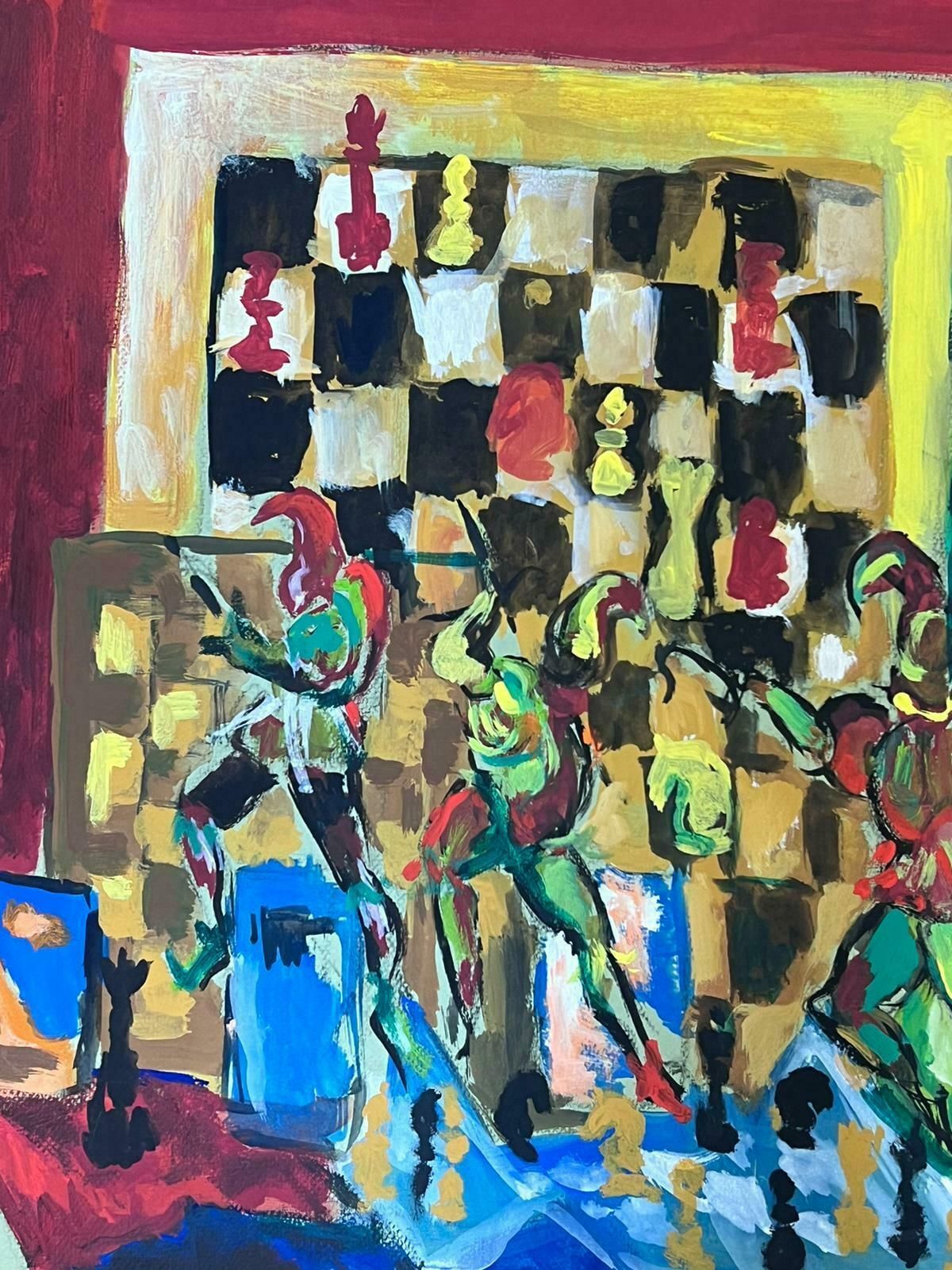 Guy Nicod 1970's French Modernist Board Games Abstract Composition Painting photo furniture
