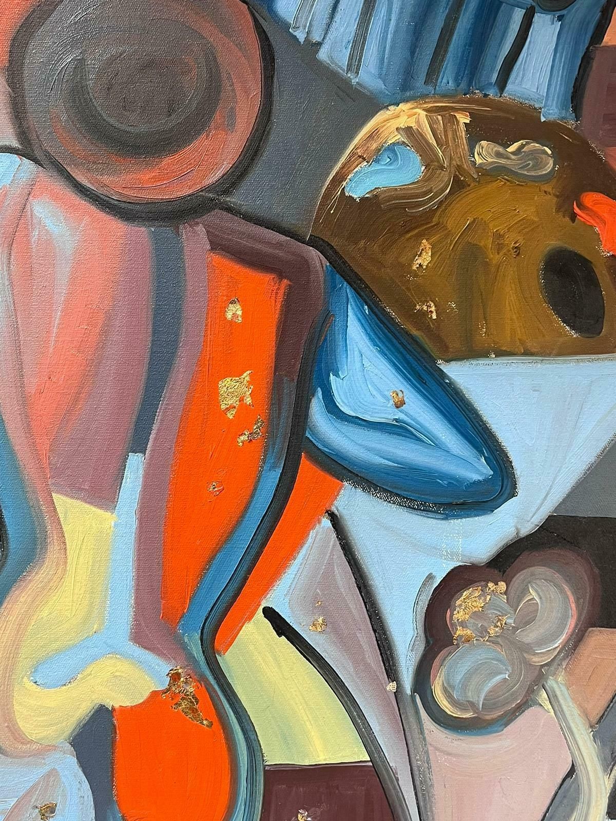 Beatrice Werlielarge Abstract Cubist Style Multicoloured Original Oil Painting Signedc.2000 photo vinterior