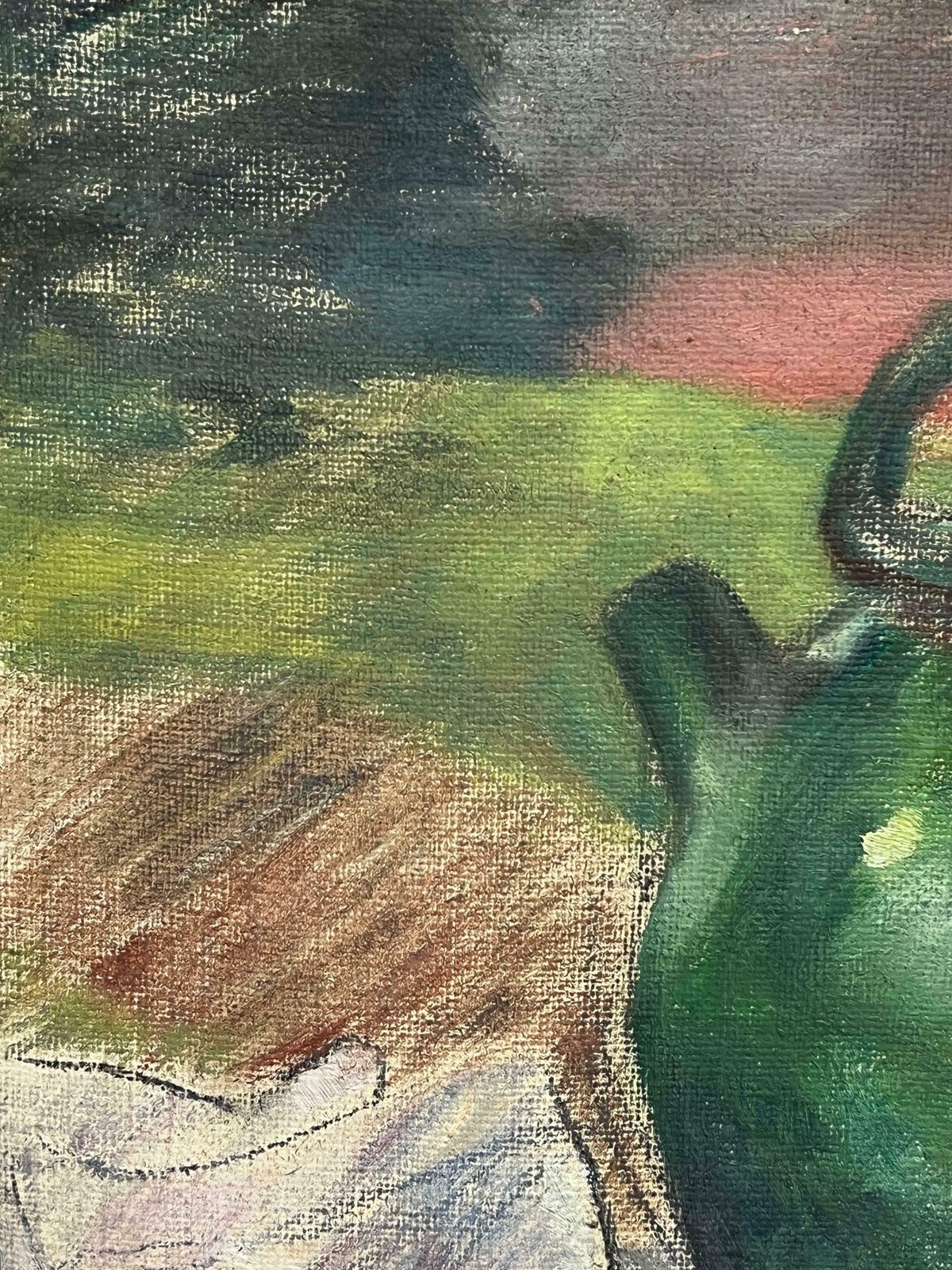 Simone Forge1930's French Impressionist Still Life With Green Jug And Assorted Apples & Pear19th Century photo Art