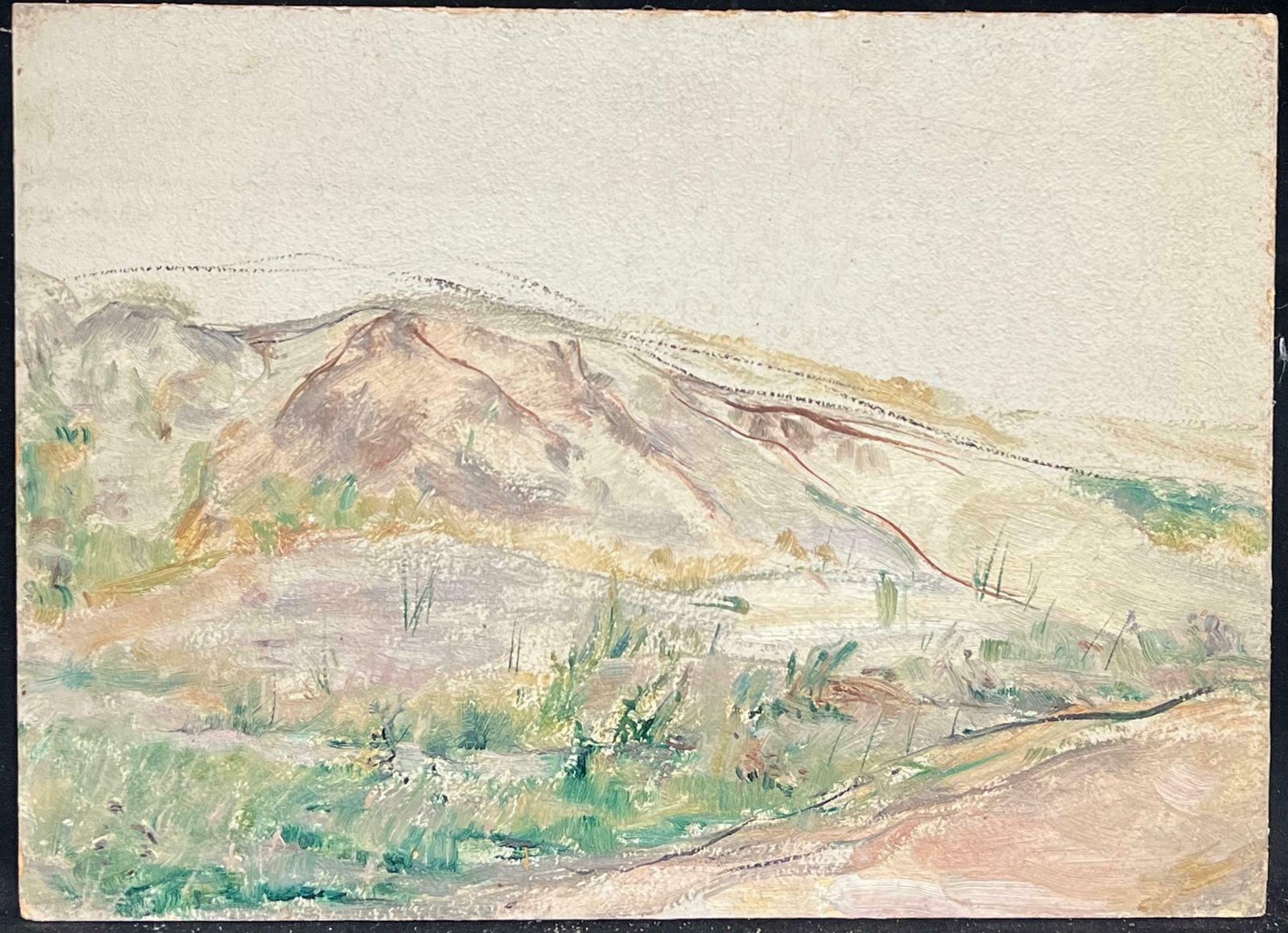 Simone Forgeimpressionistic Landscape Of White Rolling Hills And Green Sparse Vegetation19th Century photo furniture