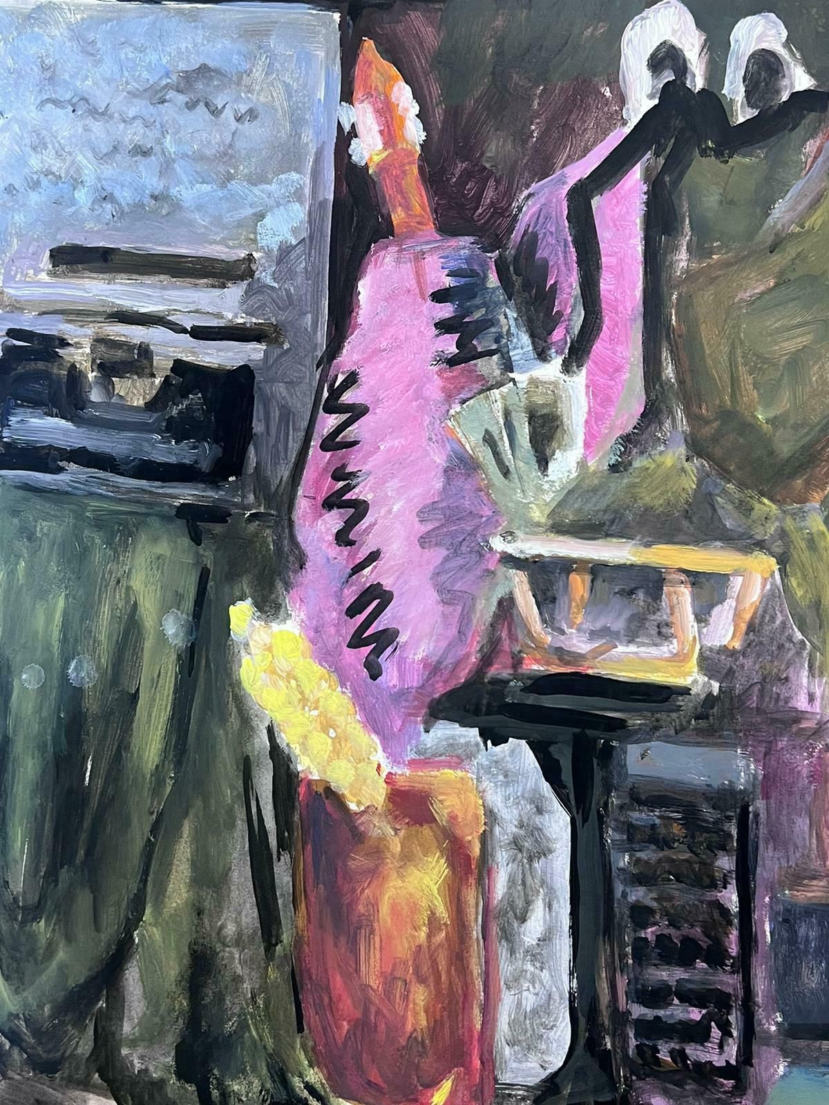 Guy Nicod Random House Hold Items Abstract French 20th Still Life Century Painting photo for sale