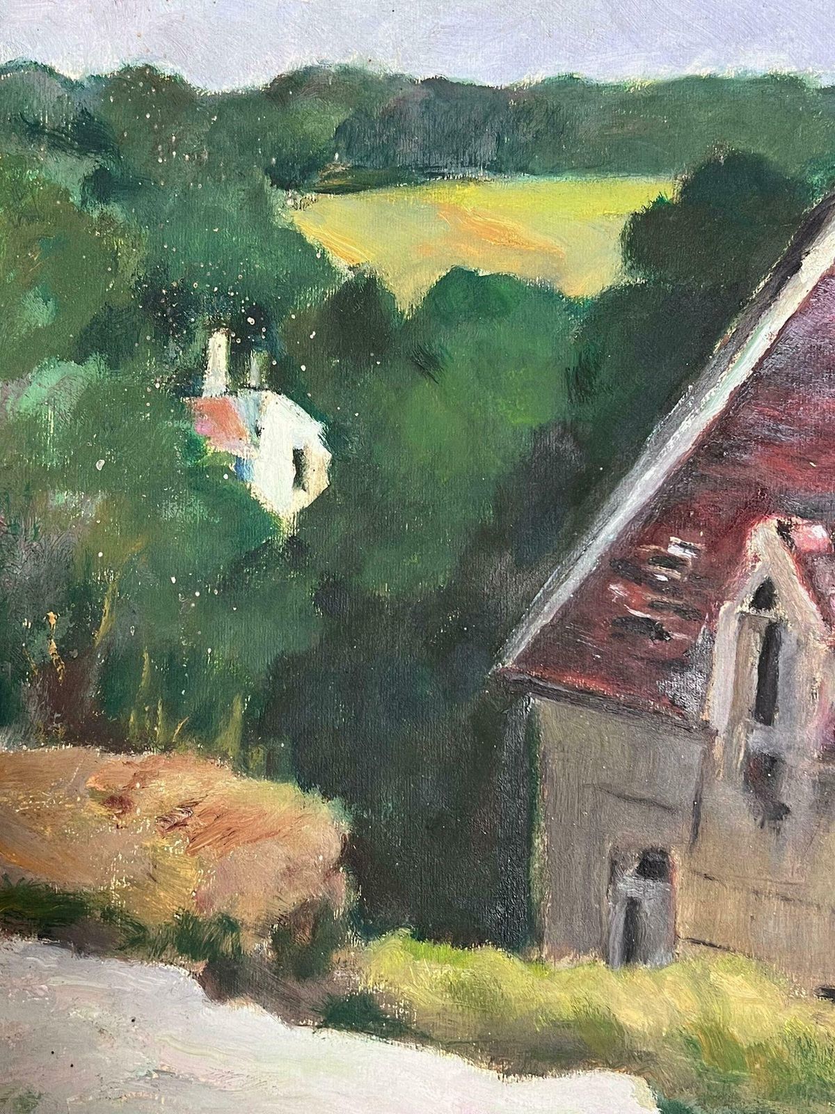 Louise Alix1930's French Impressionist Red Roof House Lowered In Green Forest Landscape1930's photo furniture