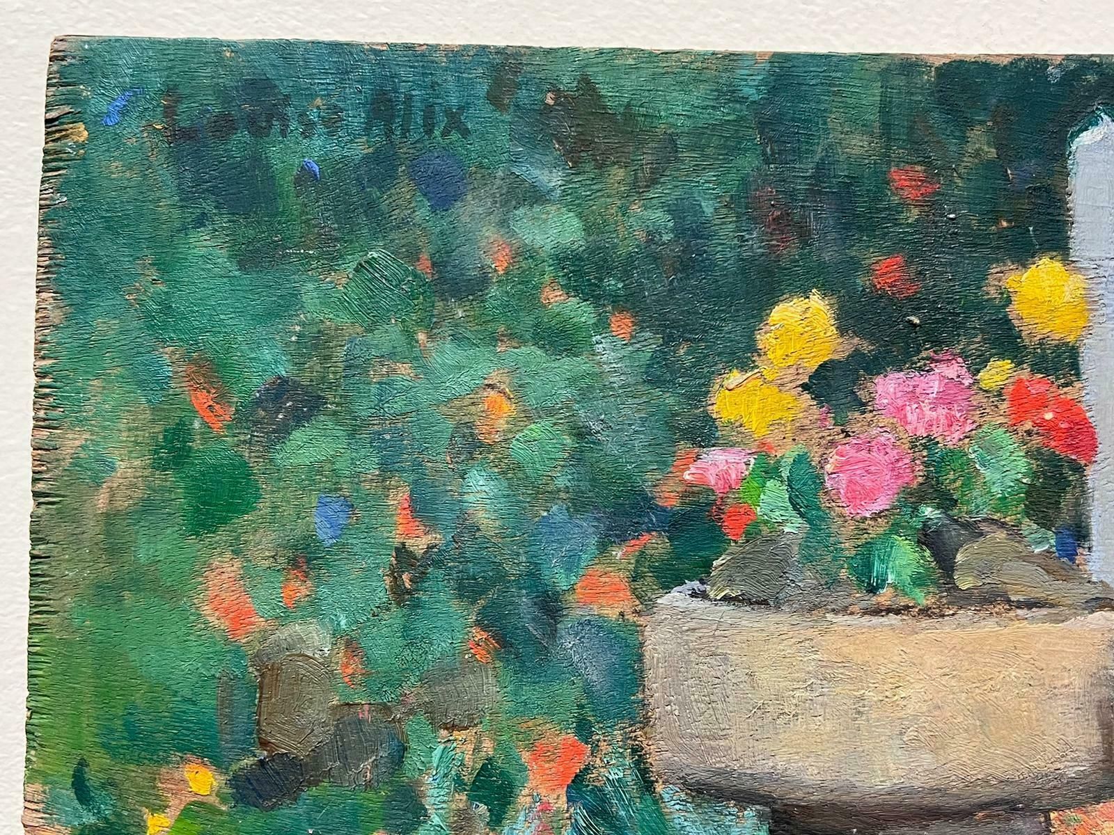 Louise Alix1940's French Impressionist Oil Painting Flower Garden Abundant Colours1940's photo for sale