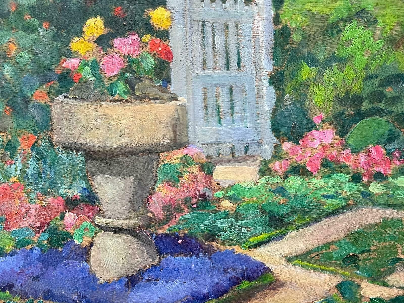 Louise Alix1940's French Impressionist Oil Painting Flower Garden Abundant Colours1940's photo Art