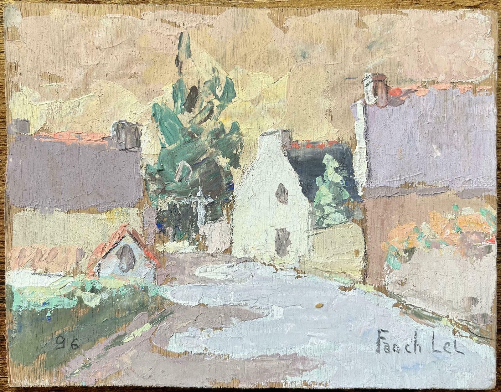 Fanch Lelfrench Village Landscape In Impressionist Style1996 photo furniture