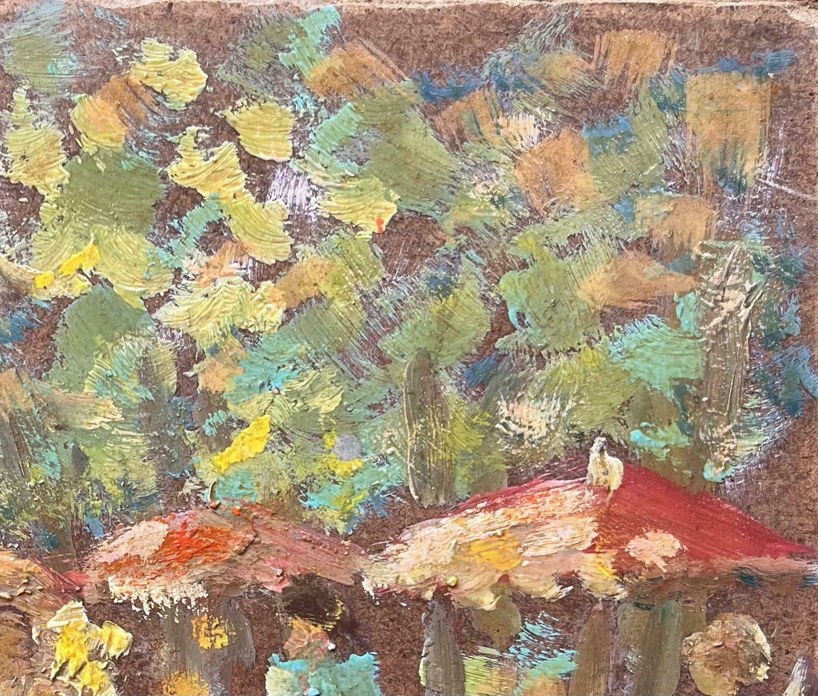 Fanch Lelfrench Oil Painting Of A Outdoor Market Scene In Impressionist Style20th Century photo vinterior