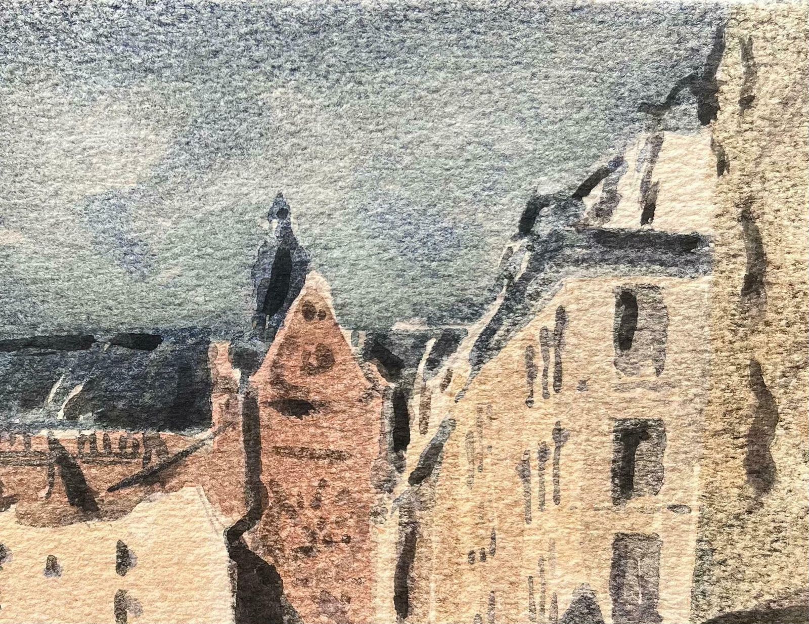 Maurice Mazeiliefrench Impressionist Watercolor Of A Gothic Church And Town Square20th Century photo 230.0
