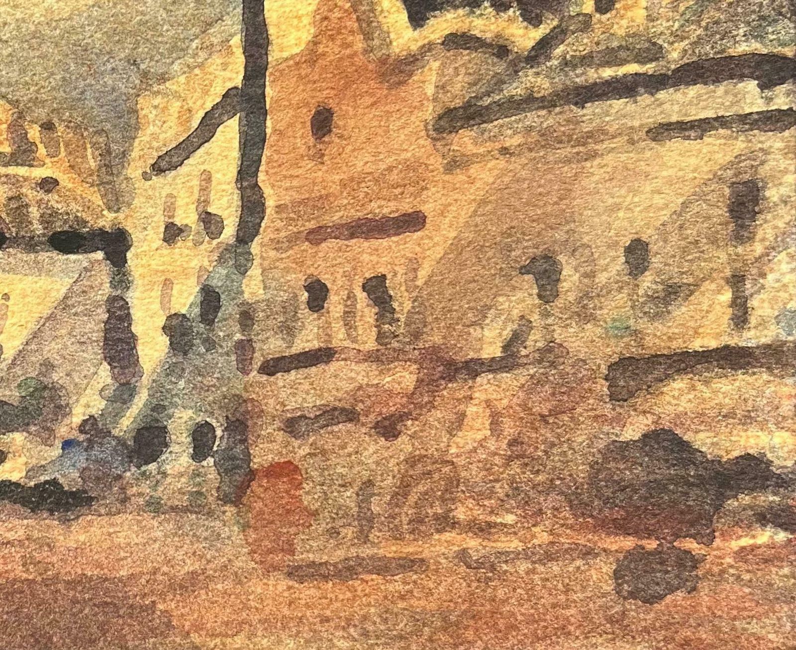 Maurice Mazeiliefrench Impressionist Watercolor Of A Sunlit European Townscape20th Century photo for sale