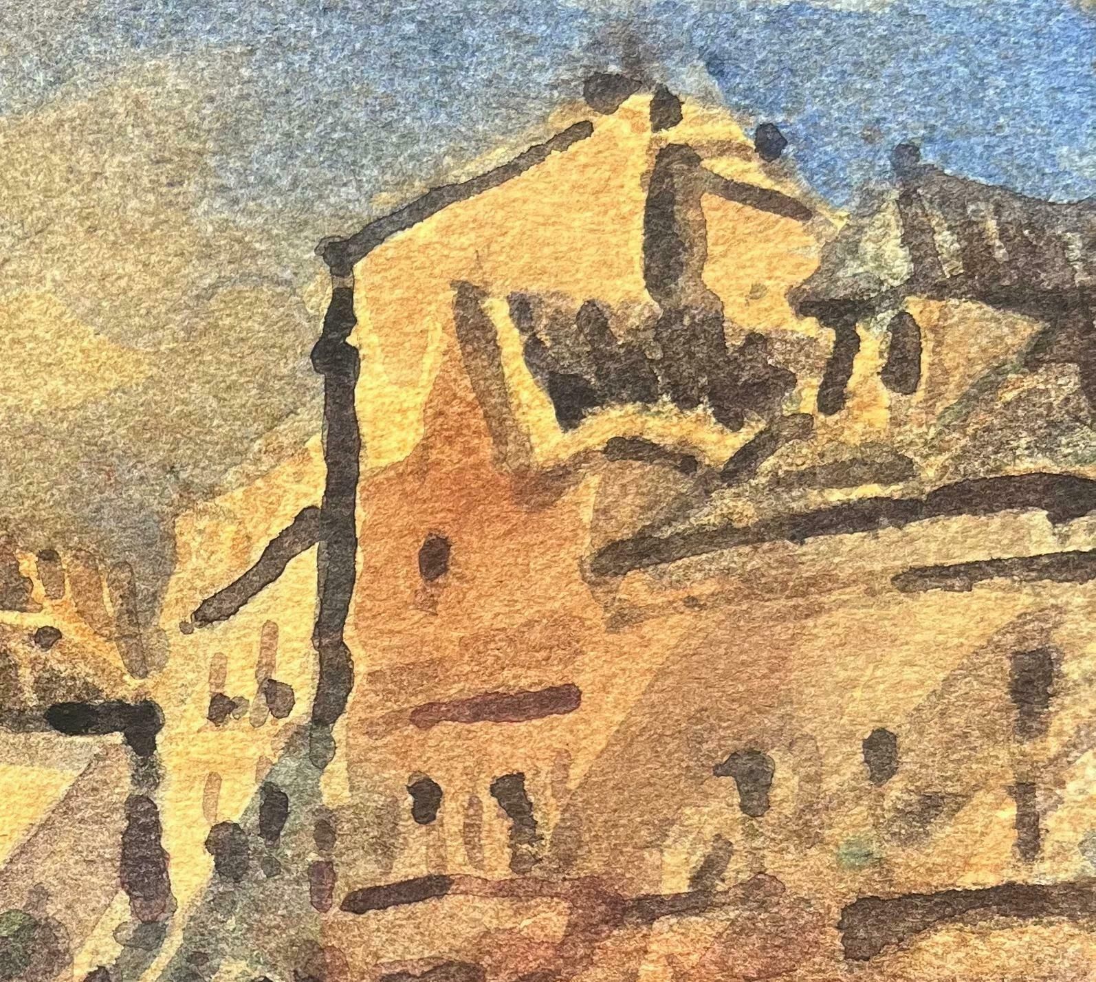 Maurice Mazeiliefrench Impressionist Watercolor Of A Sunlit European Townscape20th Century photo Art