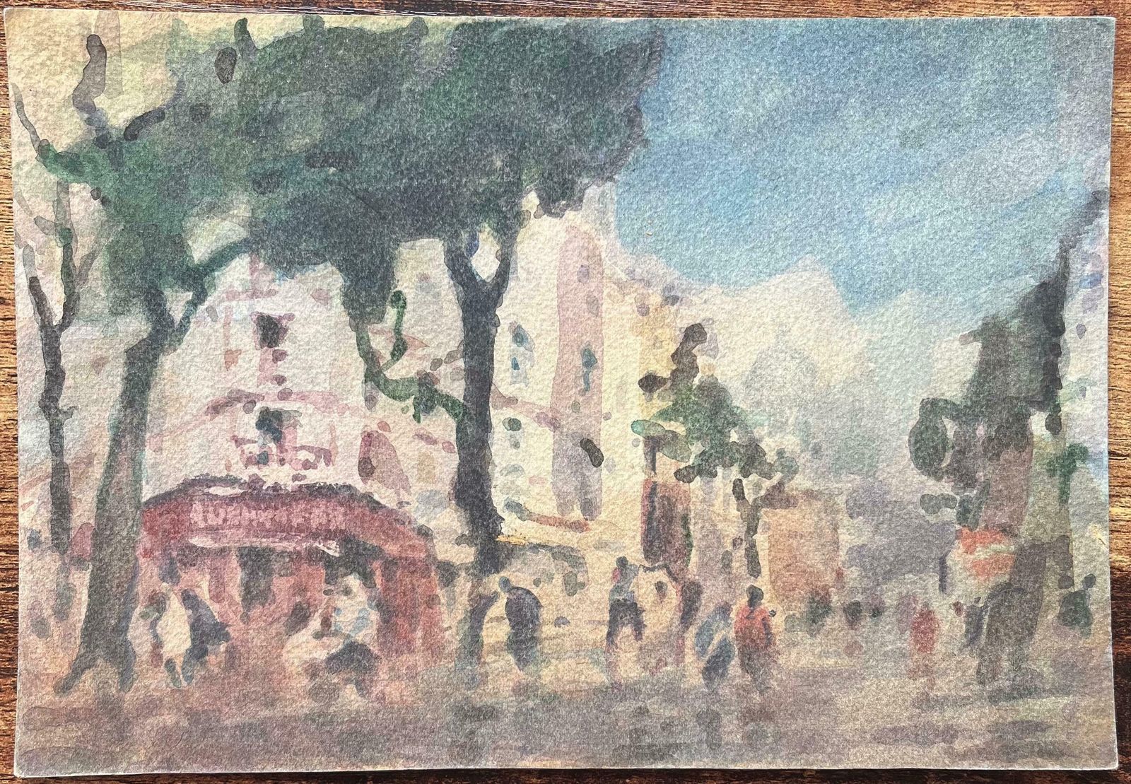 Maurice Mazeiliefrench Impressionist Watercolor Of A Street Scene With Trees And Buildings2019 photo furniture