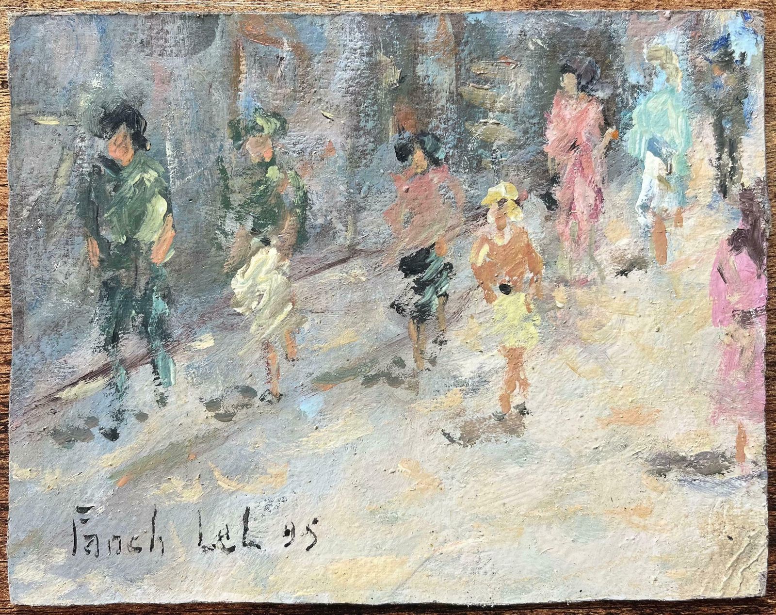Fanch Lelfrench Impressionistic Street Scene With Figures In Summer Light20th Century photo furniture
