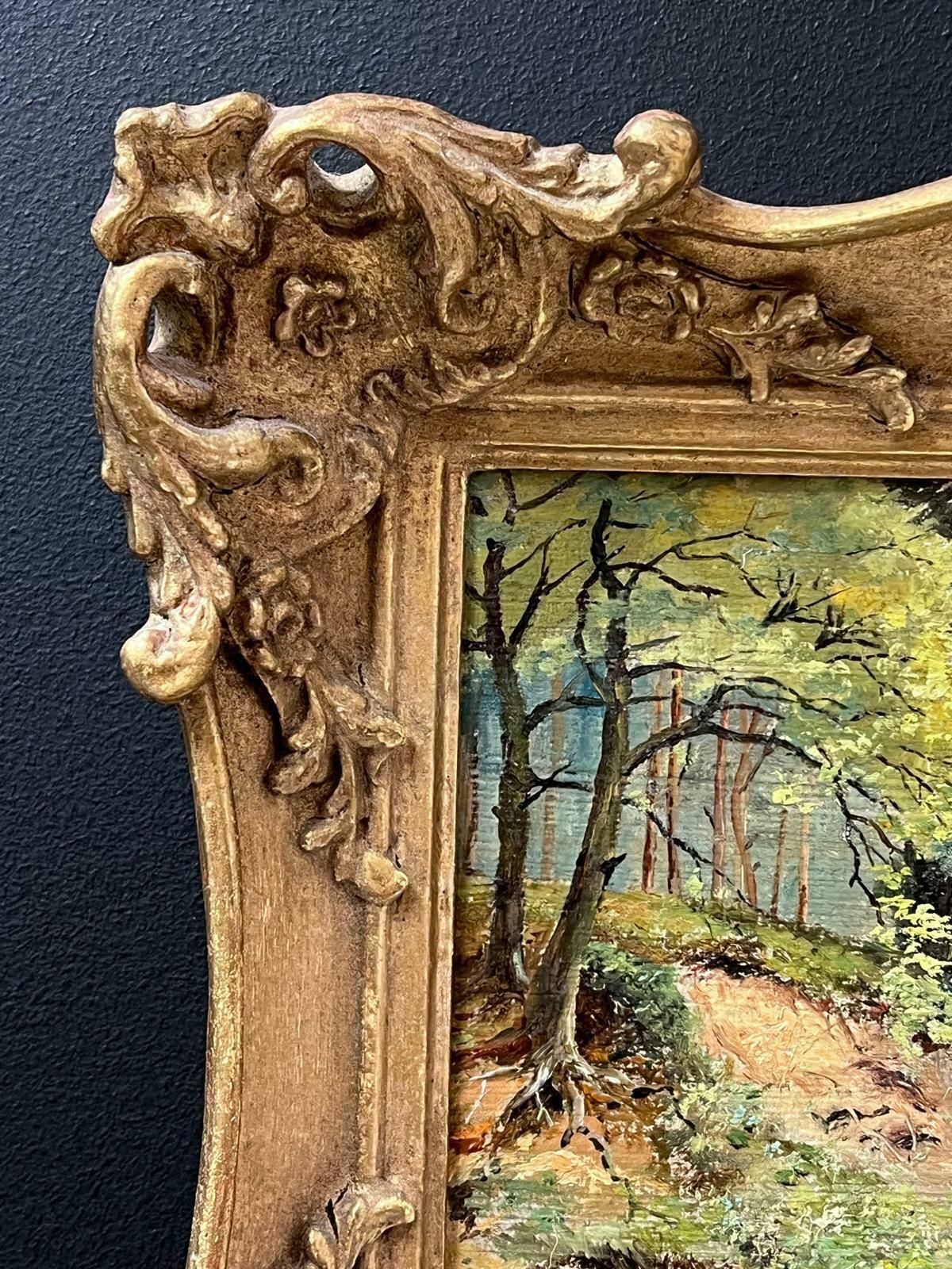 Thomas James Purchasoriginal Victorian Oil Painting Summer Woodland Pathway Landscape Gilt Framed photo vinterior