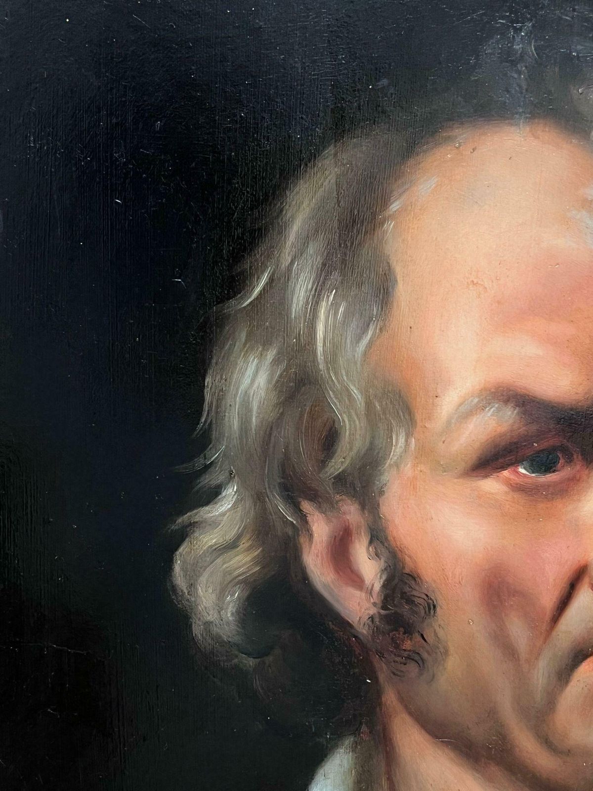 French 1800'slarge 1800's French Oil On Wood Panel Portrait Of A Rugged Dressed Man photo 950.0