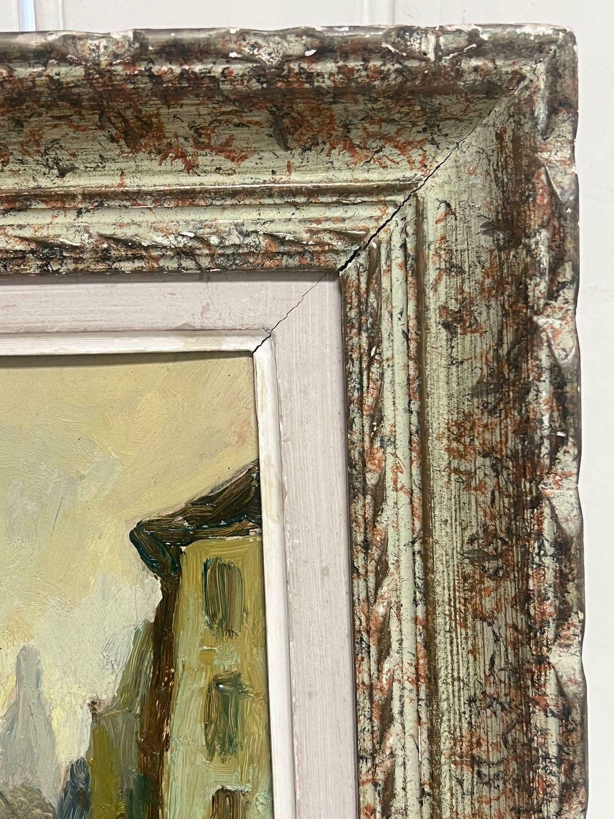 French Schoolmid 20th Century French Signed Oil Sacre Couer Montmartre Paris Original Frame photo vinterior