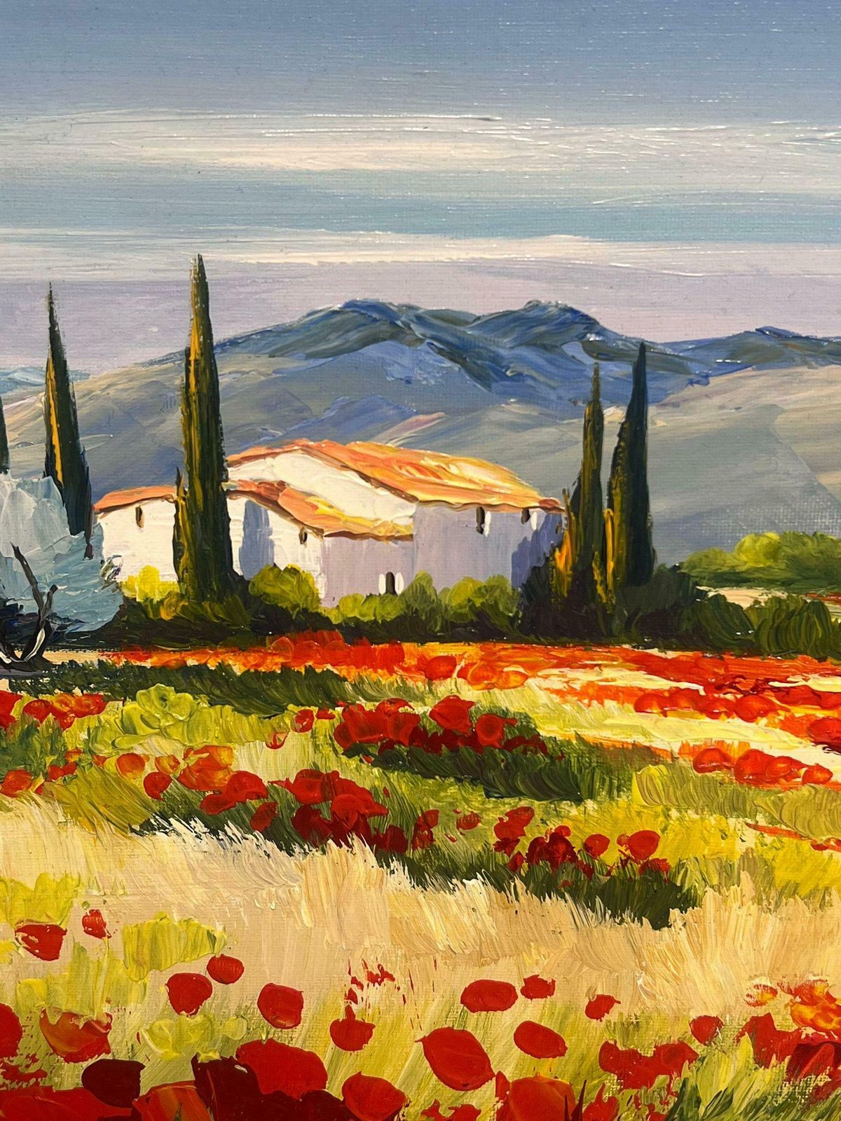 French Schoolpoppy Fields In Provence Signed French Modernist Oil Painting Gilt Framed photo 1320.0