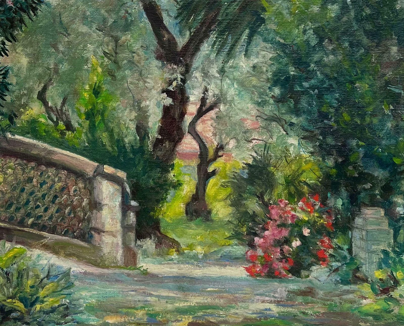 French School1950's French Impressionist Signed Oil View Renoirs Garden Cagnes Sur Mer France1955
