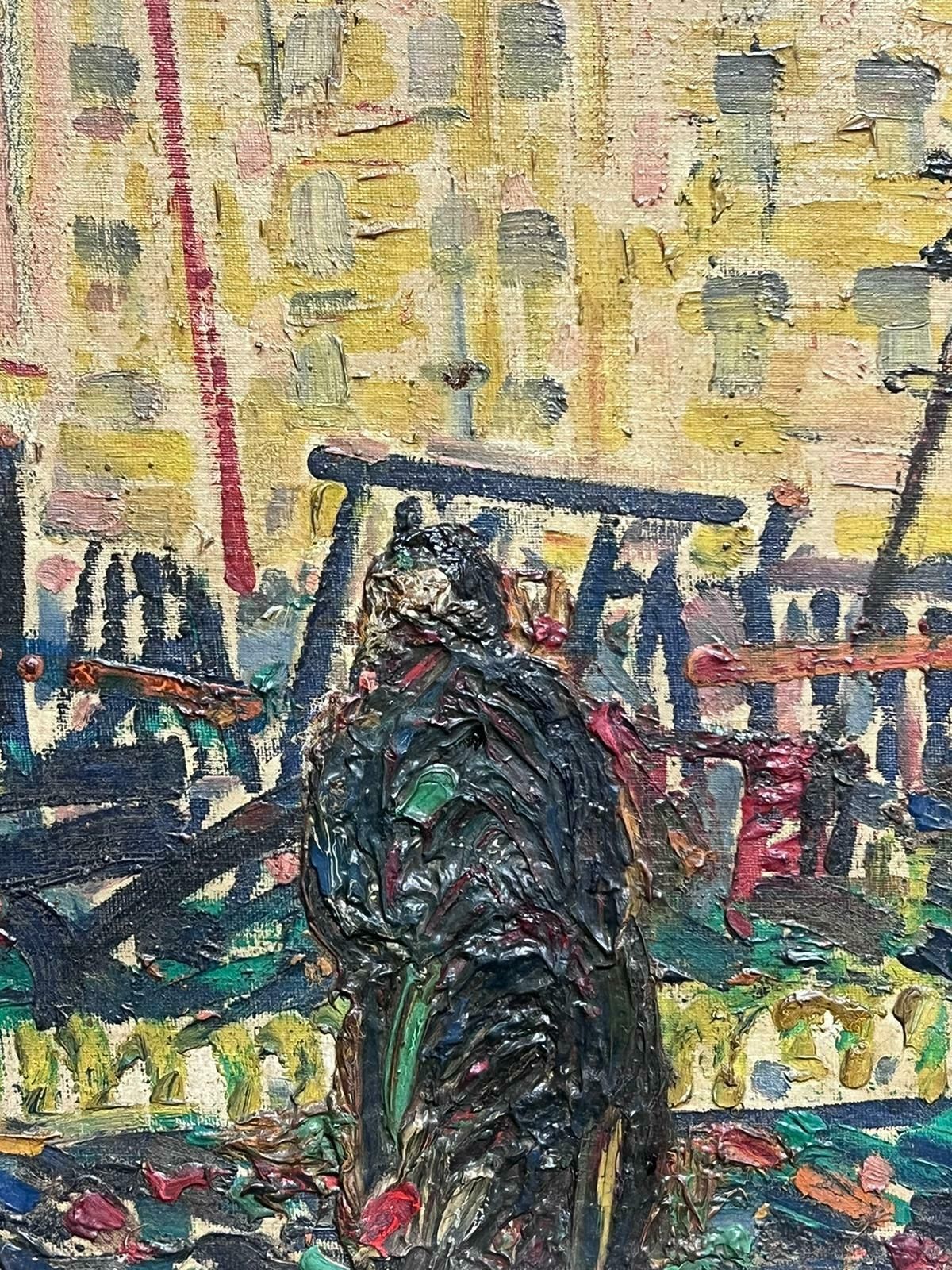 French Schoolst Tropez 1950's French Signed Oil Modernist Expressionist Large Painting photo buy