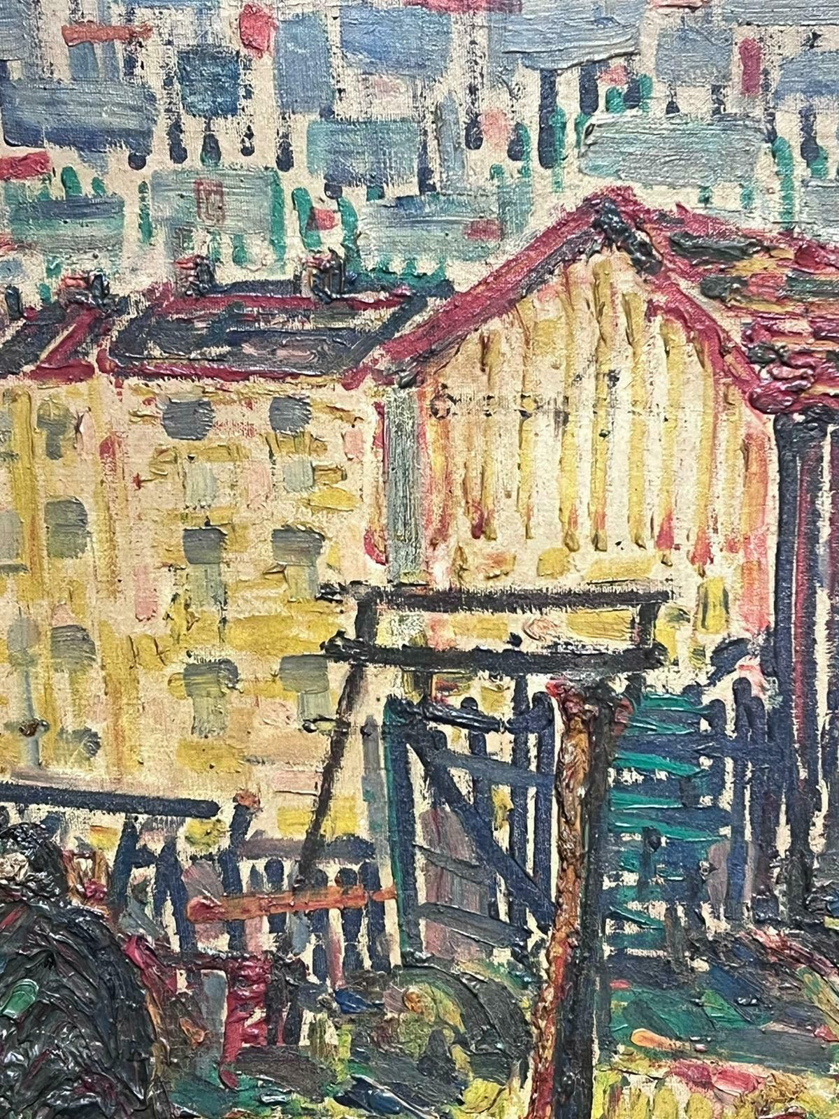 Art French Schoolst Tropez 1950's French Signed Oil Modernist Expressionist Large Painting photo