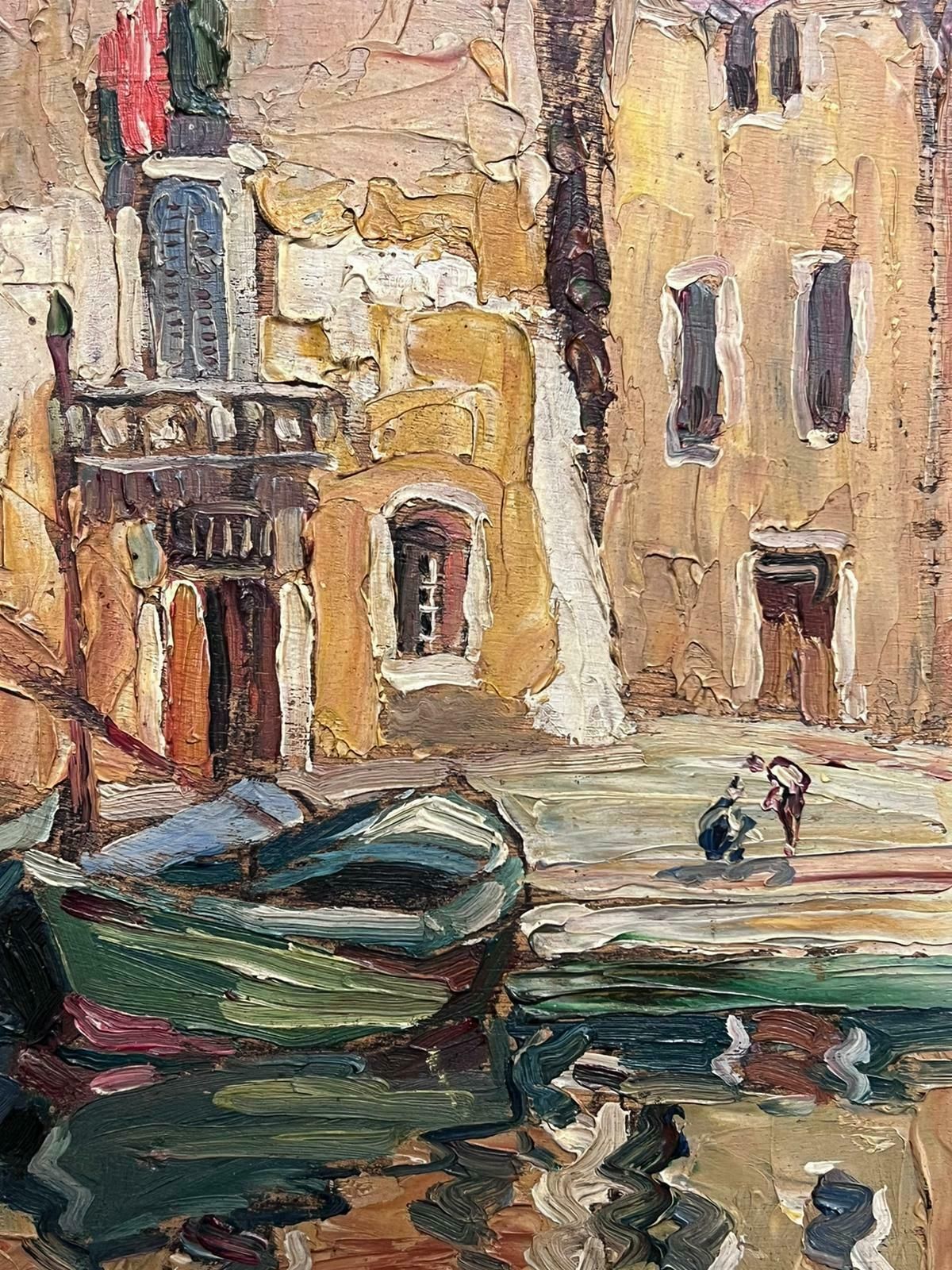 French Mid Century St Tropez Harbor Boats Moored Sleep Sunny French Old Town 1950's Impressionist1950's photo 797.0