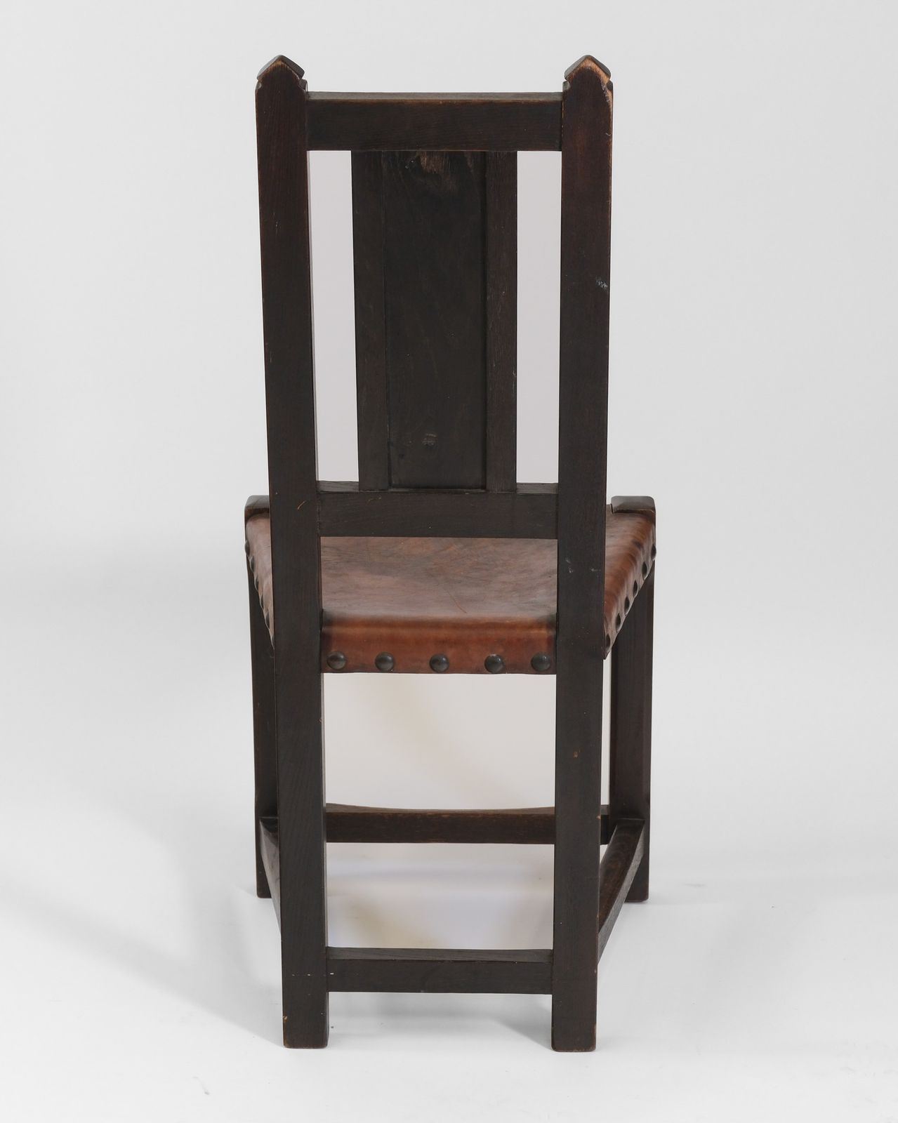 Arts & Crafts Oak And Leather Arrow Head Side Chair photo buy