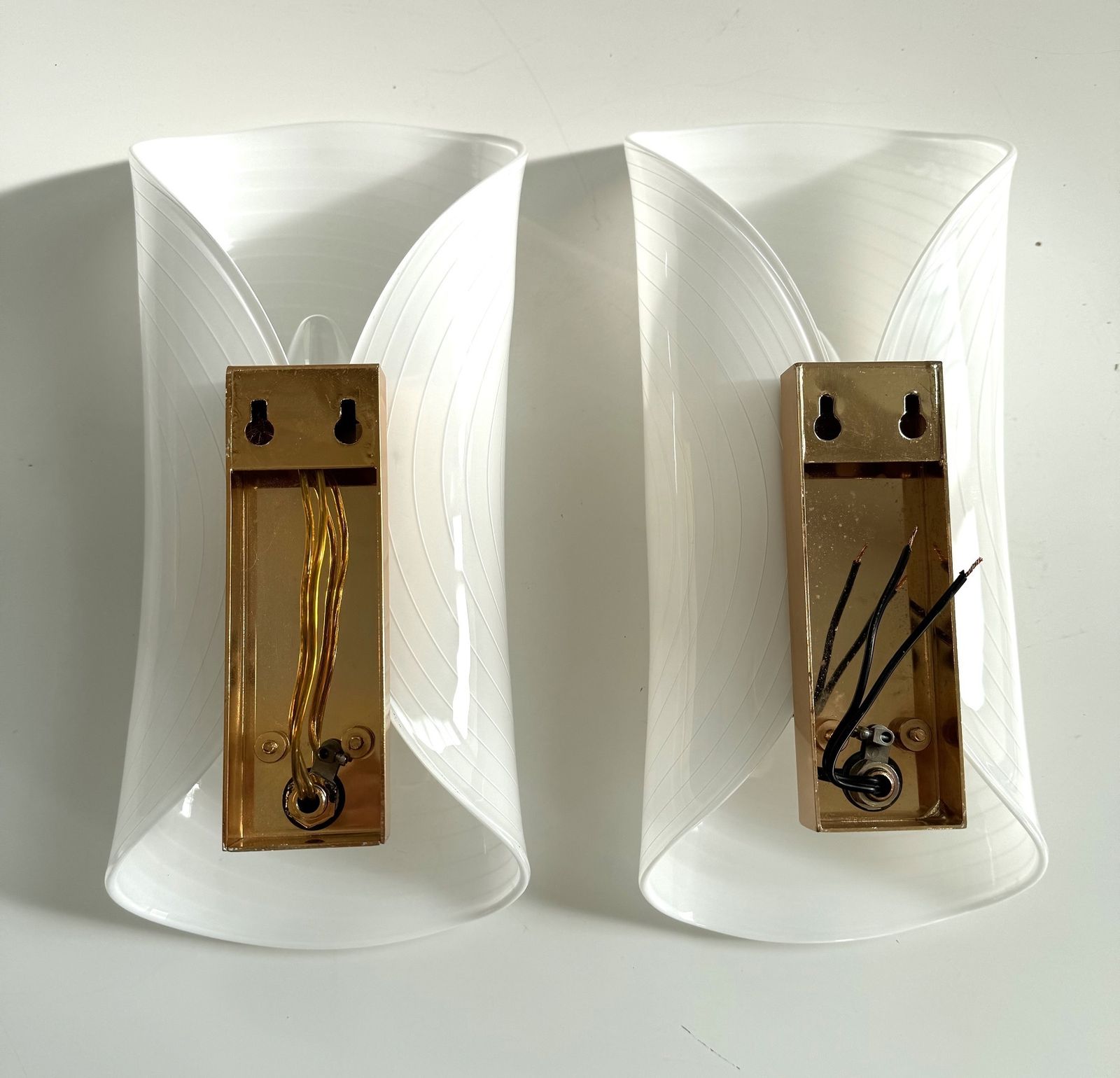 photo furniture Italian Mid Century Wall Sconces In Murano Glass And Brass By La Murrina, 1980s