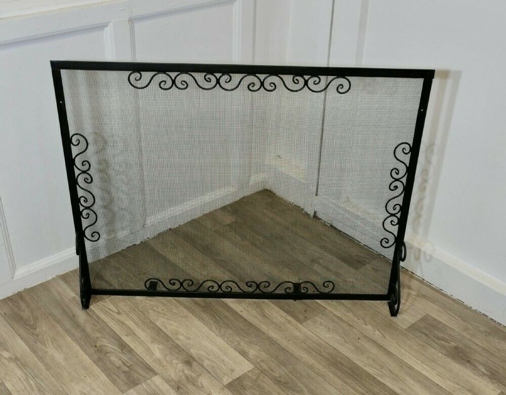 Large Old Wrought Iron Fire Screen photo furniture