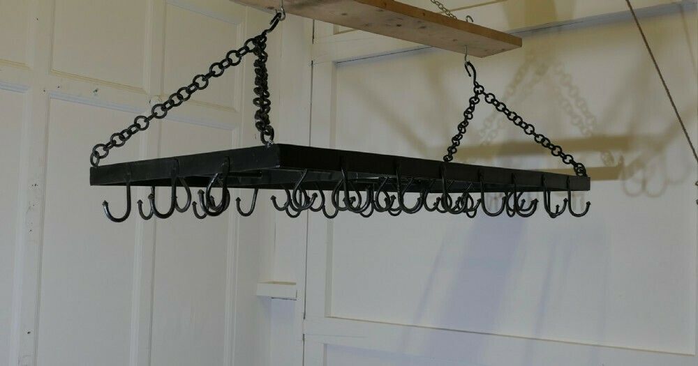 Huge French Iron Pot Hanger, Kitchen Utensil Or Game Hanger