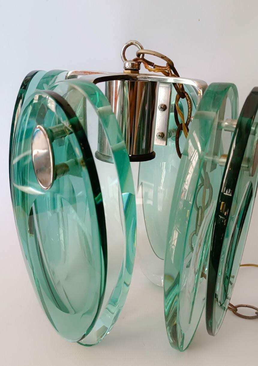 Stunning Thick Glass Chandelier Nilo Veca Design Fontana Arte Vintage Space Age Italy photo vinterior