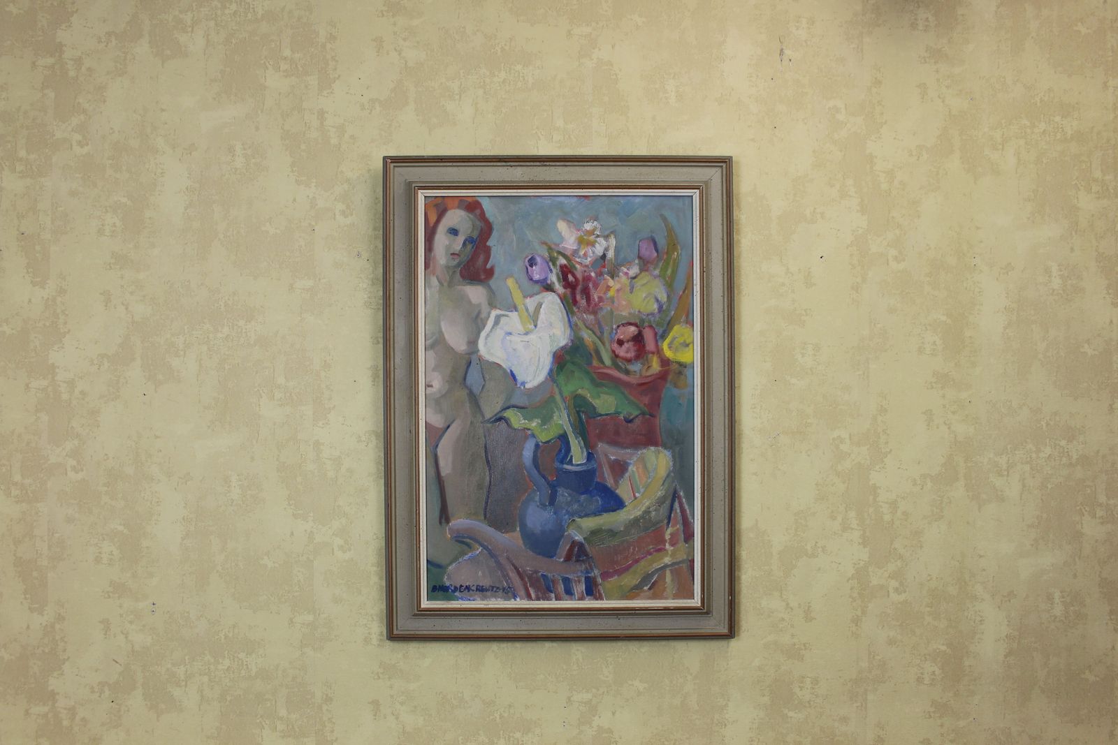 photo for sale Brita Nordencreutz Oil Painting Nude With Flowers