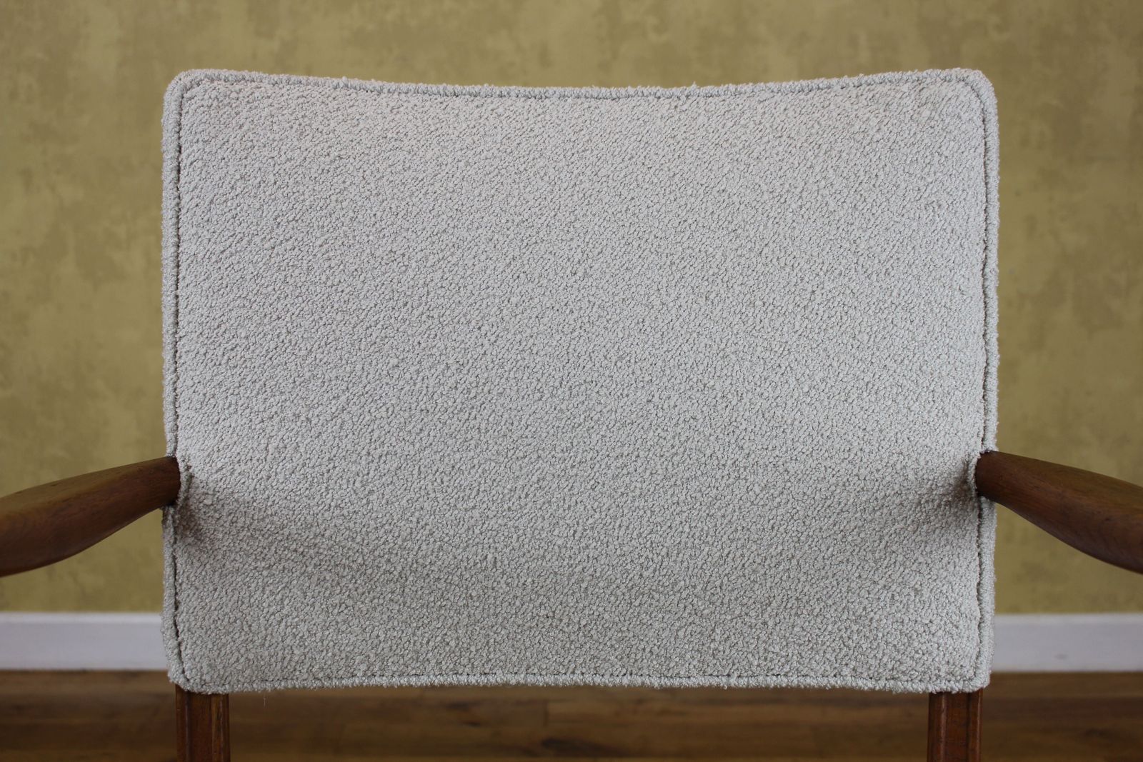Danish Small Oak Armchair Upholstered In New Boucle photo for sale