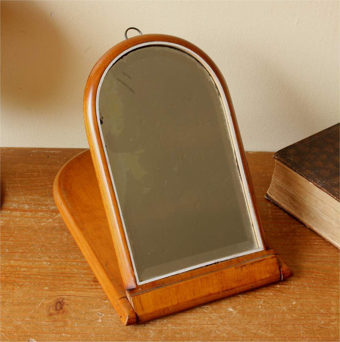 Antique Campaign Mirror. Gentleman's Wood Folding. Travel Shaving Mirror.