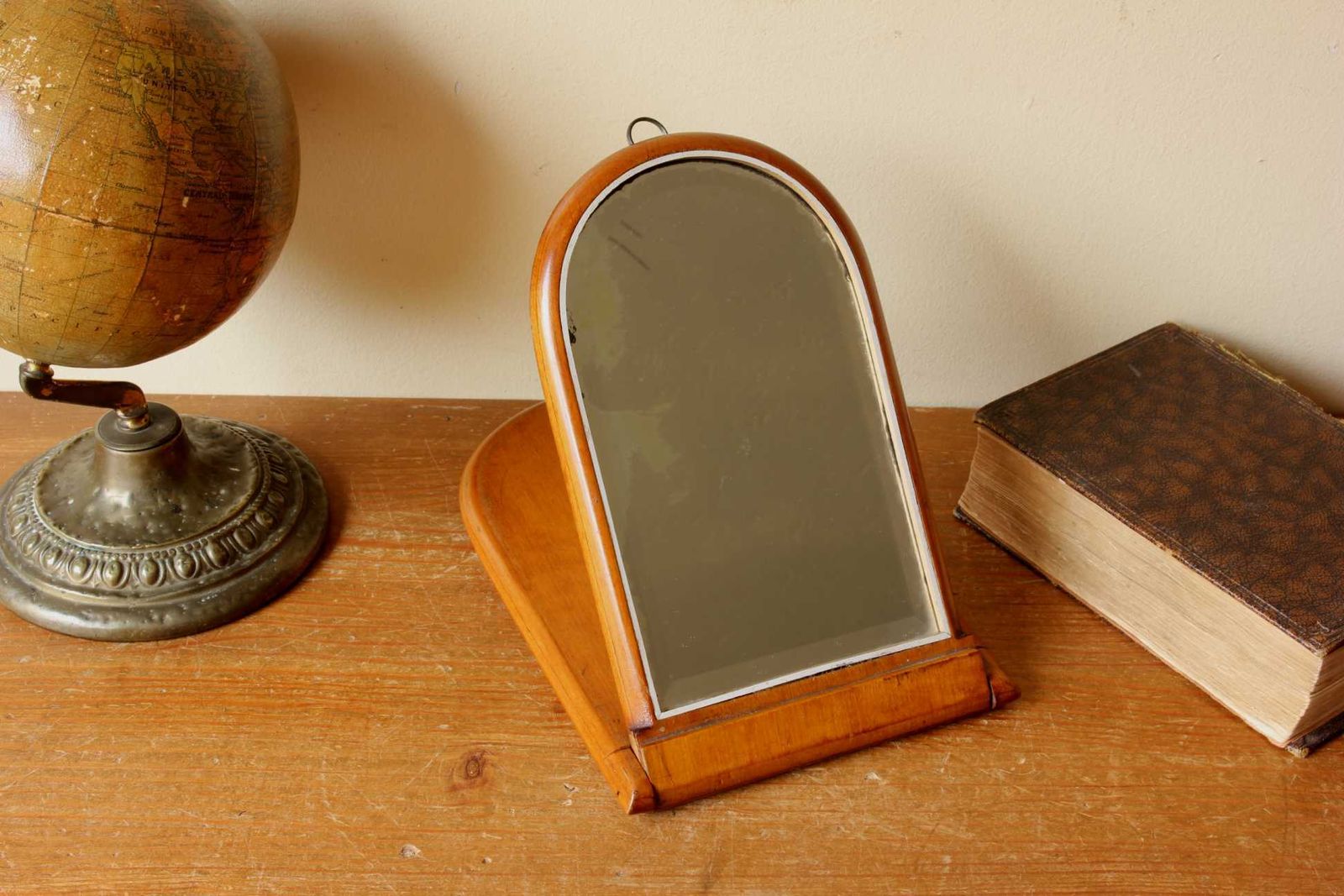 Antique Campaign Mirror. Gentleman's Wood Folding. Travel Shaving Mirror. photo buy