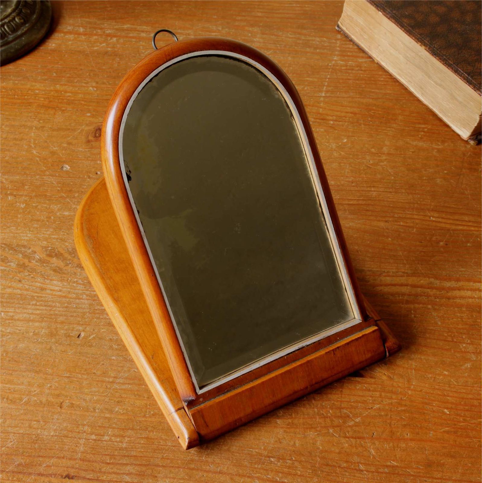 photo for sale Antique Campaign Mirror. Gentleman's Wood Folding. Travel Shaving Mirror.