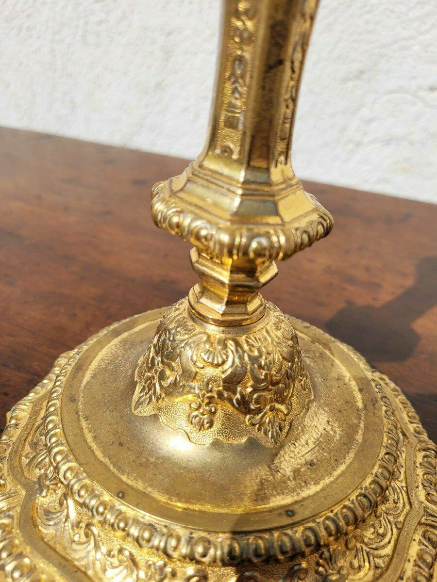 Pair Of Mercury Gilt Bronze Candlesticks, 19th Century photo buy