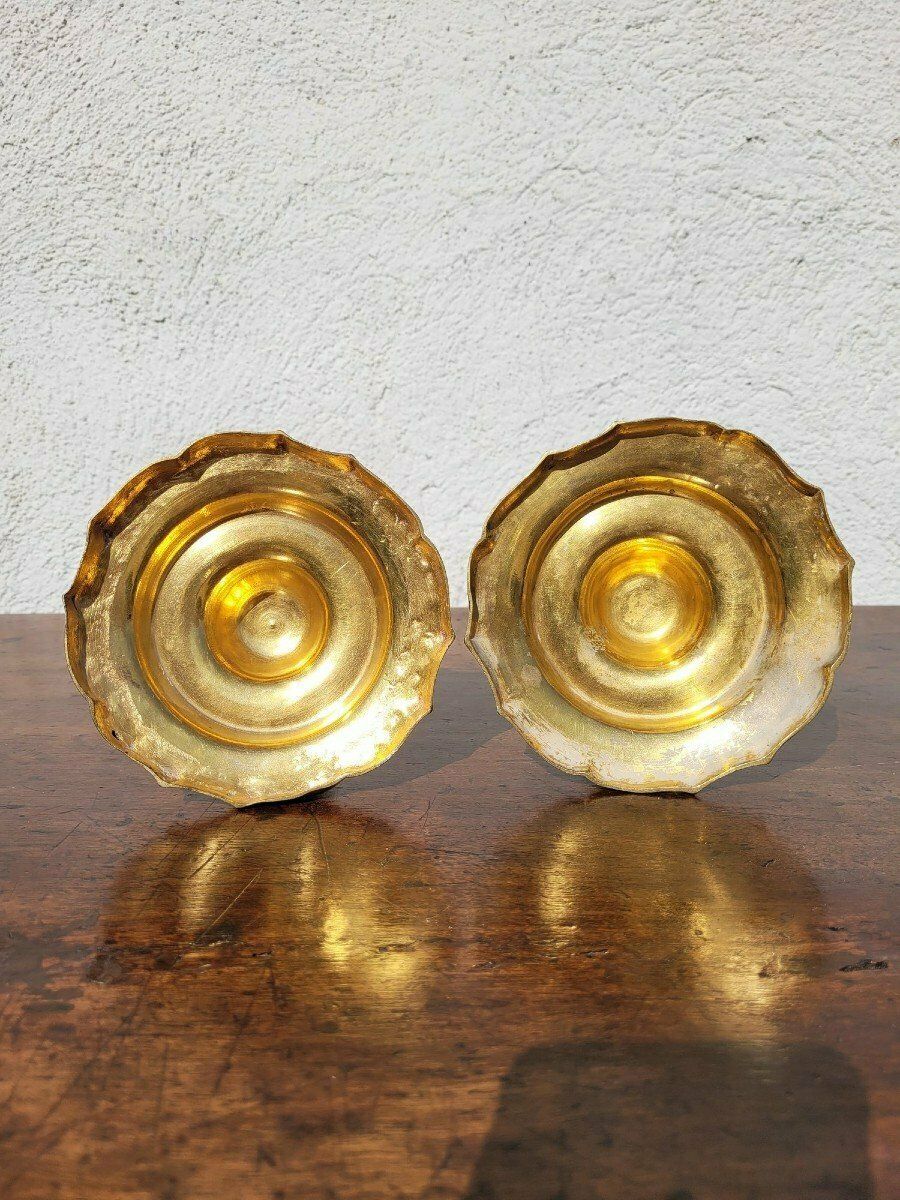 photo furniture Pair Of Mercury Gilt Bronze Candlesticks, 19th Century