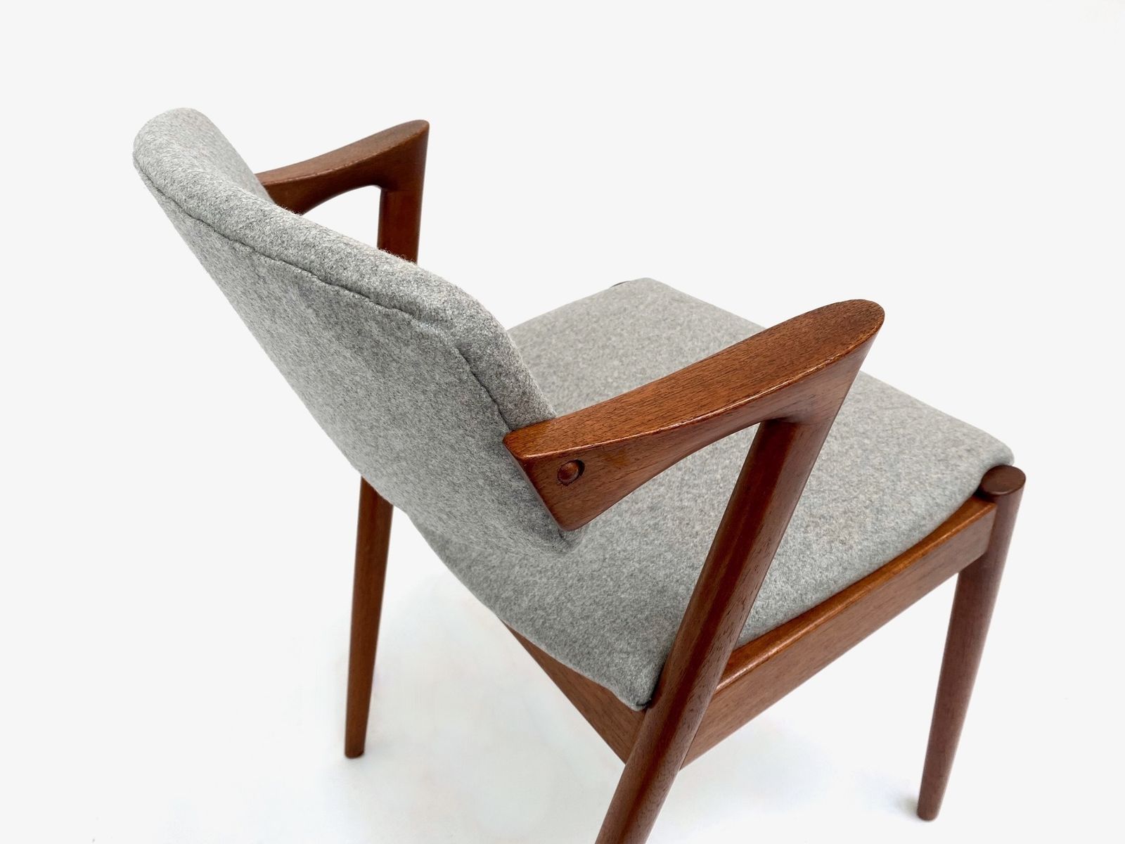 Danish Kai Kristiansen Model 42 Teak And Grey Wool Dining Chair Mid Century 1960s photo 1050.0