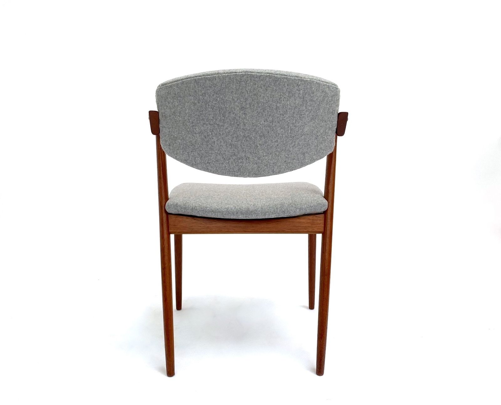 Danish Kai Kristiansen Model 42 Teak And Grey Wool Dining Chair Mid Century 1960s photo vintage