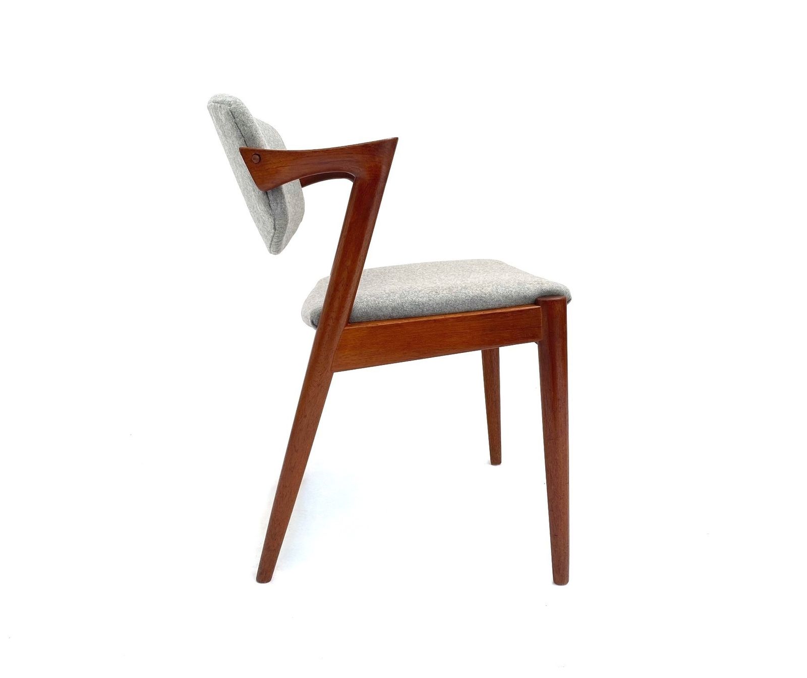 photo vintage Danish Kai Kristiansen Model 42 Teak And Grey Wool Dining Chair Mid Century 1960s