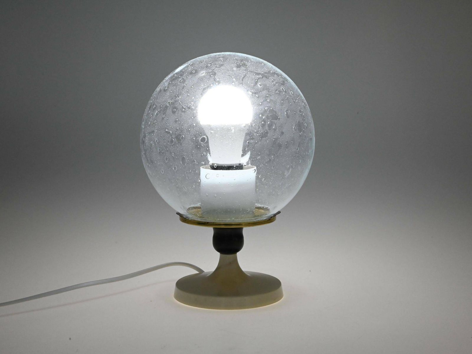 Vintage Glass Table Lamp, Raindrop Shade, Table Lamp, Globe Lamp, Glass Globe Lamp, Desk Lamp, Mid Century Lamp, Vintage Light, Old Lamp photo furniture