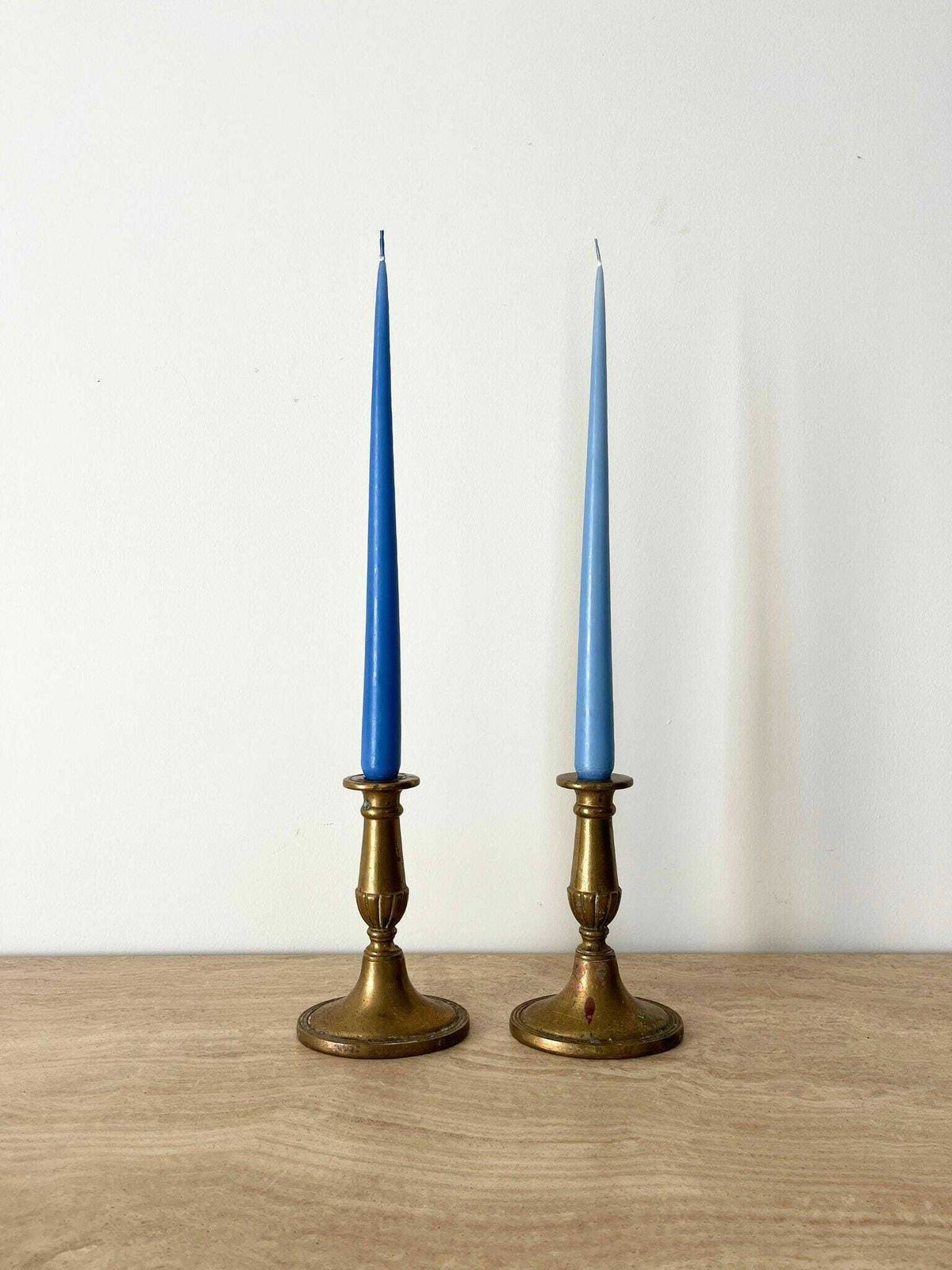 Pair Of Antique Brass Candlestick Holders, Two Sets Available