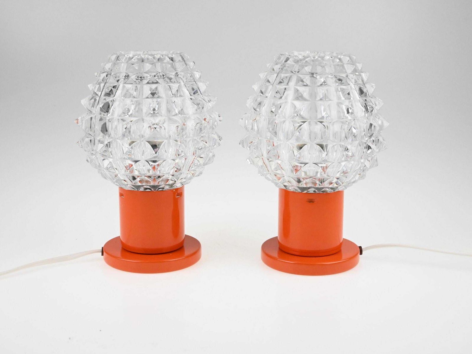 Pair Of Orange Bedside Lamps, Kamenicky Senov Lamps, Bedside Lamp Pair, Pair Of Lamps, Bedside Lamps, Bedside Lamp, Table Lamp, Desk Lamps photo for sale