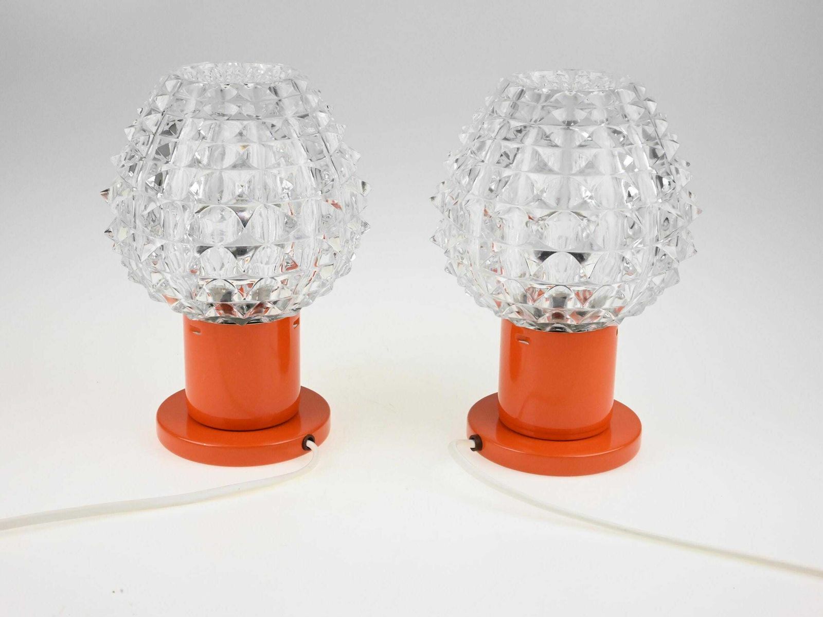 Pair Of Orange Bedside Lamps, Kamenicky Senov Lamps, Bedside Lamp Pair, Pair Of Lamps, Bedside Lamps, Bedside Lamp, Table Lamp, Desk Lamps photo vinterior