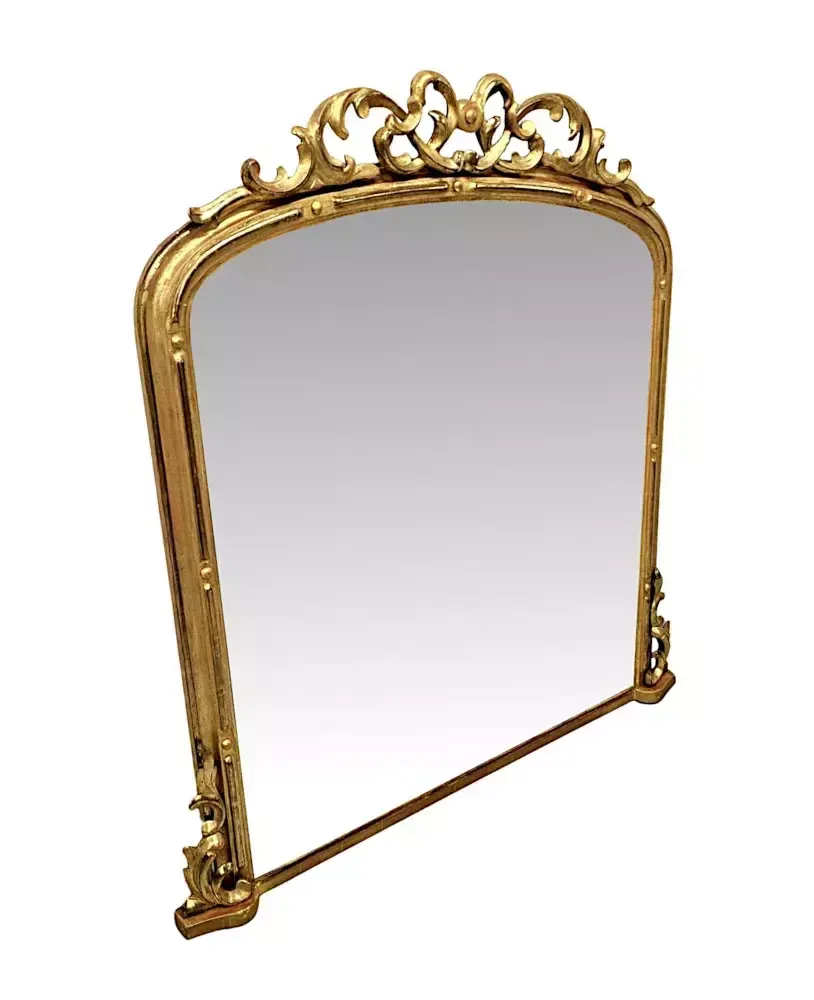 A Stunning Neat Size 19th Century Giltwood Archtop Overmantel Mirror photo furniture