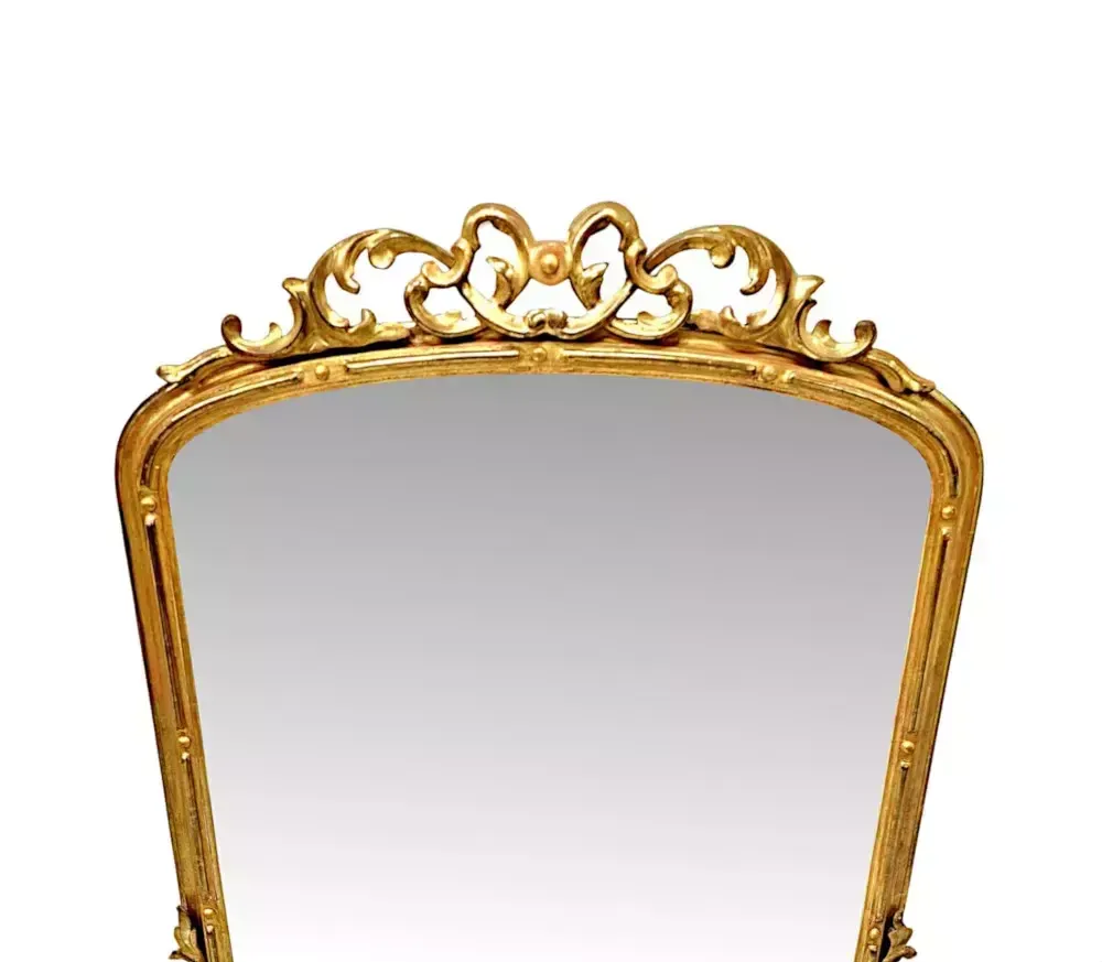 A Stunning Neat Size 19th Century Giltwood Archtop Overmantel Mirror photo for sale