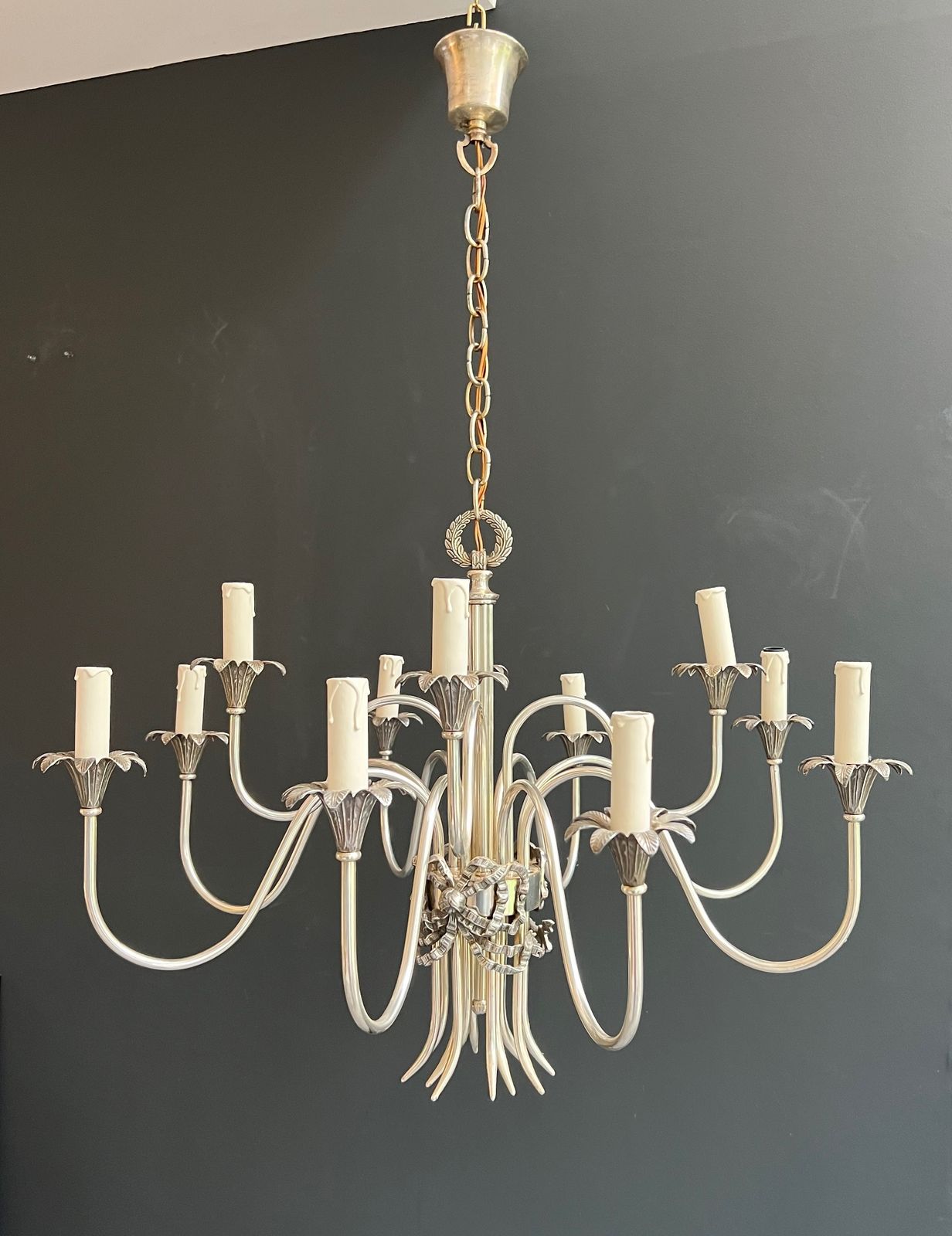 Neoclassical Style Chandelier In Silver Metal From Maison Charles photo furniture