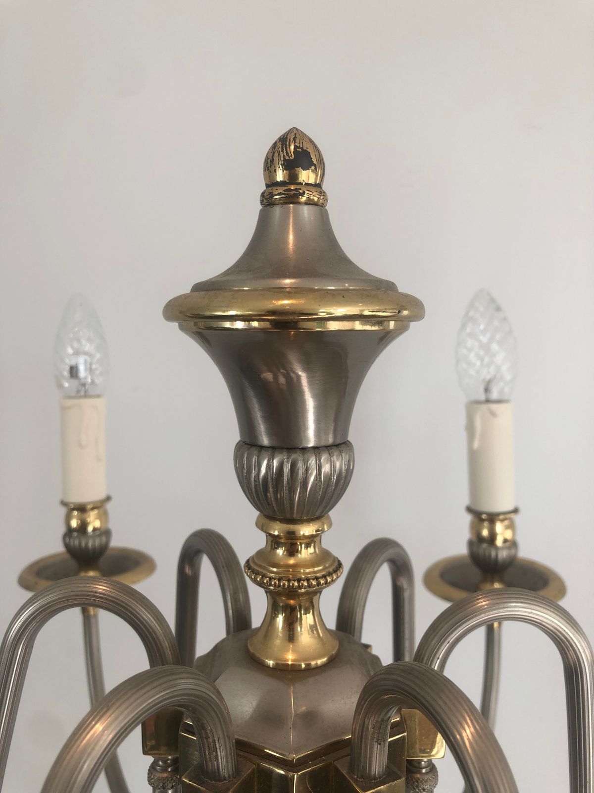 photo buy Silver Metal Floor Floor Lamp And 6 Arch Of Light Floor Lamp For Flooring Made Of Silver Plated Metal And Brass With 6 Arm Free Of Light. French Work.